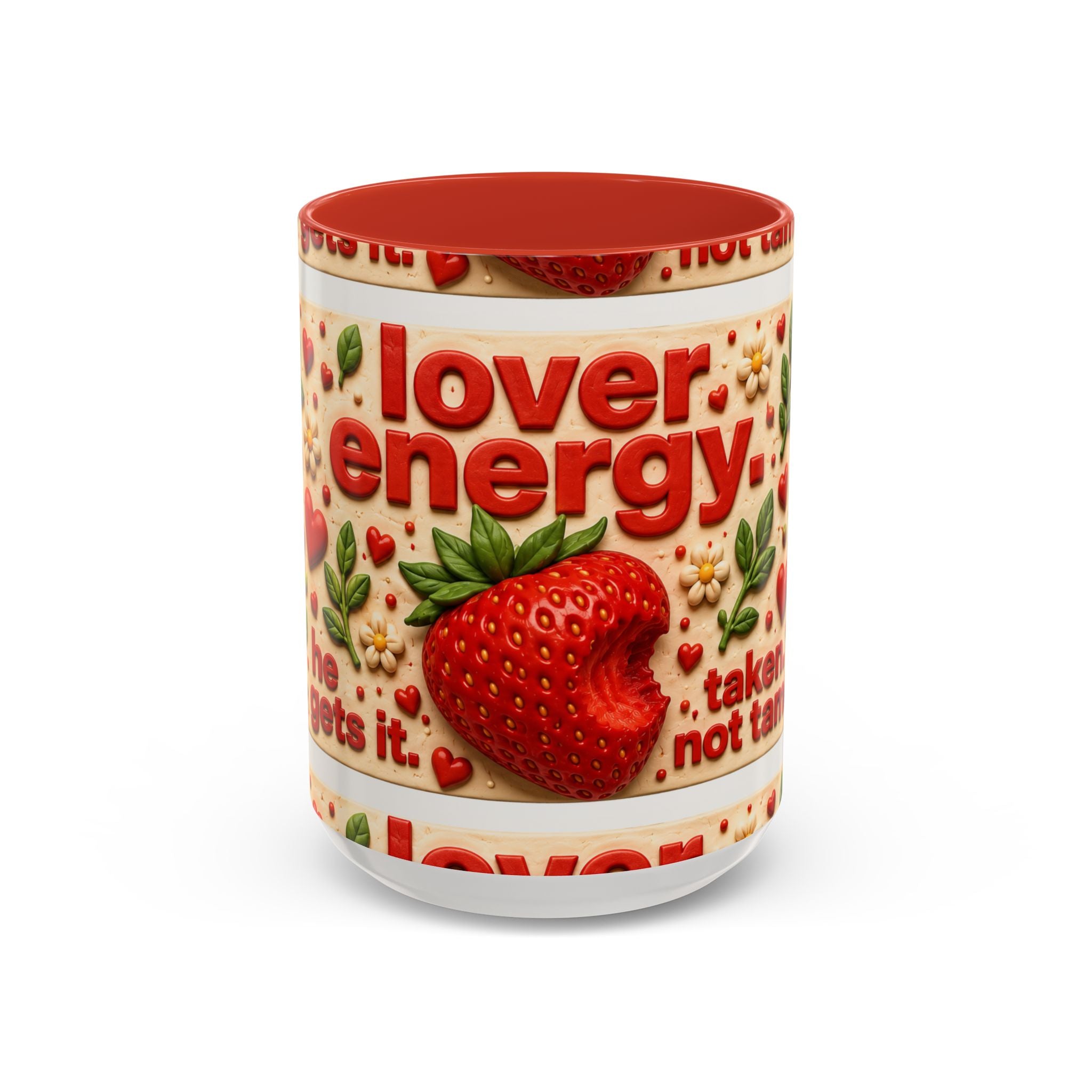Strawberry Floral Coffee Mug | Lover Energy Ceramic Accent Mug | Cute Gift | 11oz & 15oz