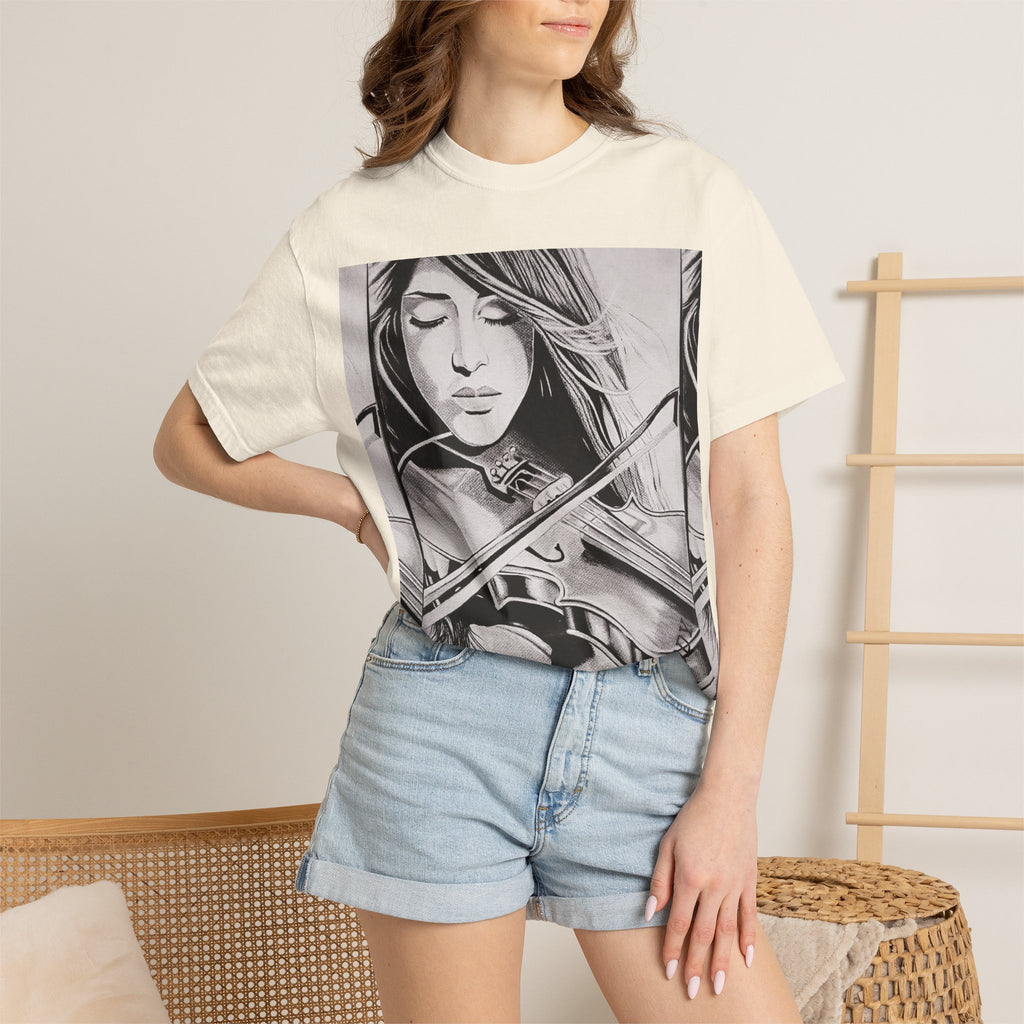 Violinist Graphic T-Shirt — “Where Words Fail, Music Speaks” Garment-Dyed Tee
