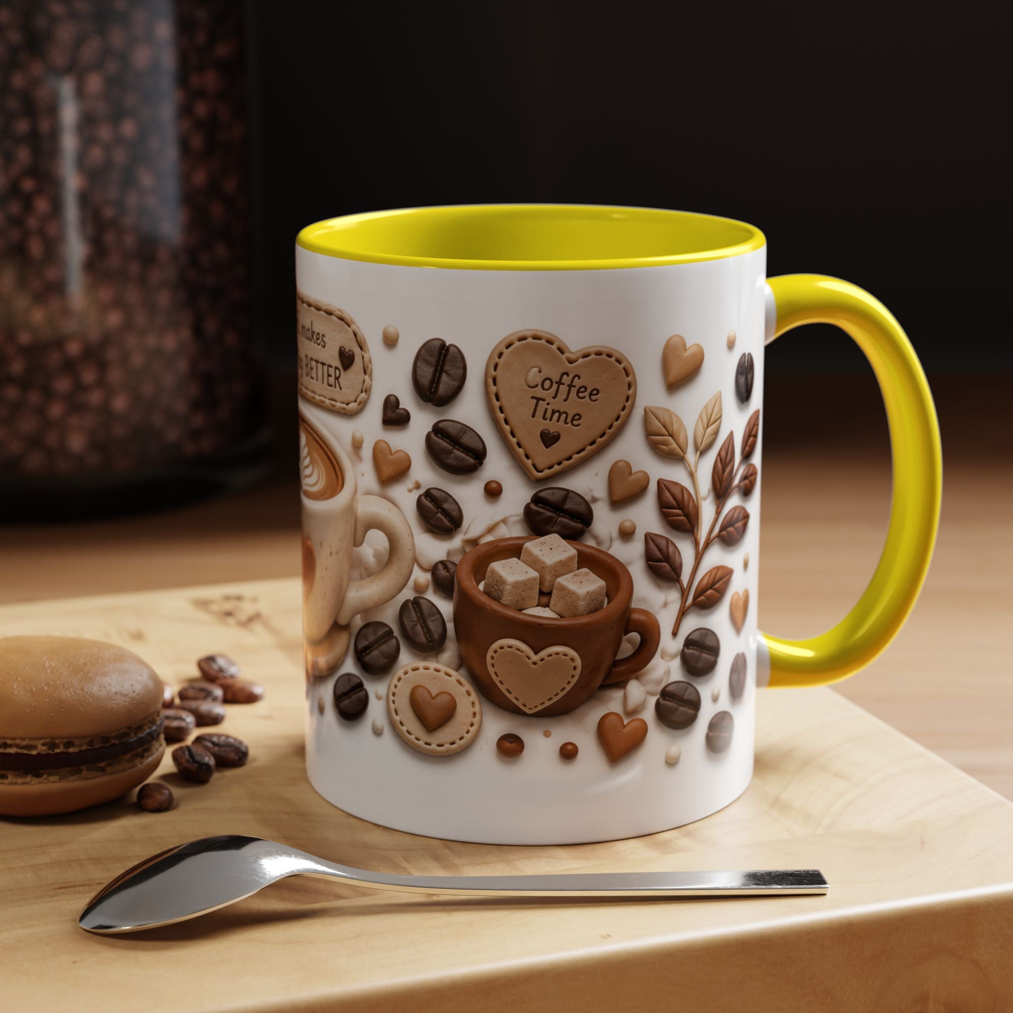 Coffee Mug - "Coffee Makes Everything Better" Accent Ceramic Mug (11/15oz)