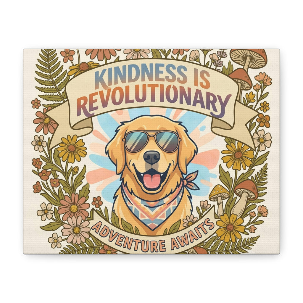 Kindness Is Revolutionary Canvas - Golden Retriever Adventure Wall Art