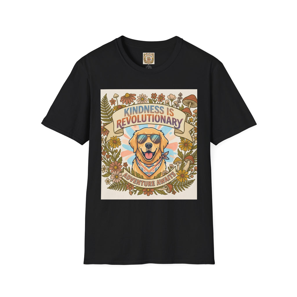 Kindness Is Revolutionary Graphic T-Shirt — Retro Dog Floral Design