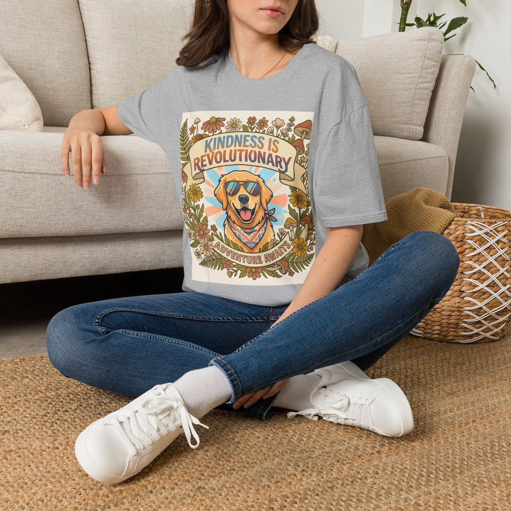 Kindness Is Revolutionary Graphic T-Shirt — Retro Dog Floral Design