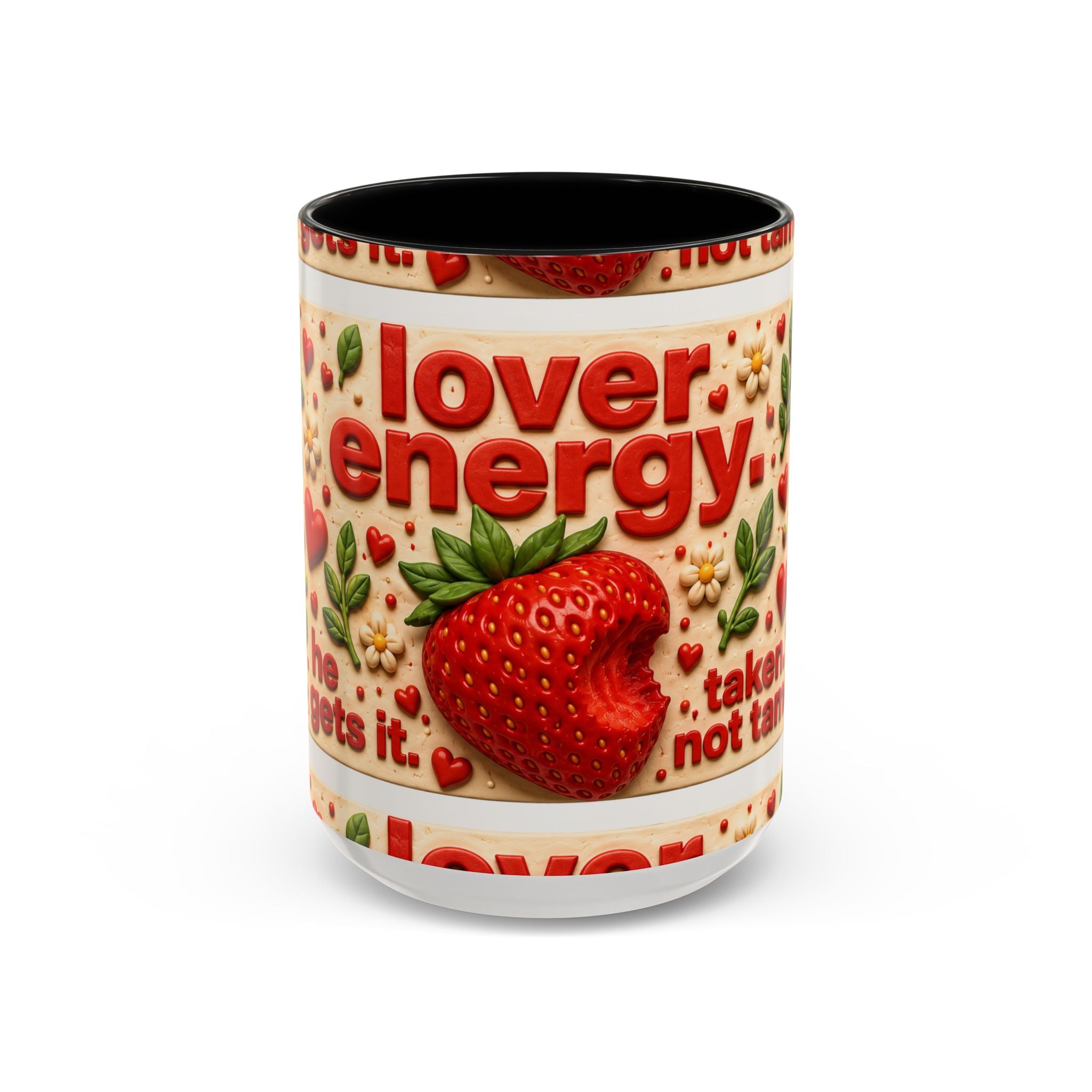 Strawberry Floral Coffee Mug | Lover Energy Ceramic Accent Mug | Cute Gift | 11oz & 15oz