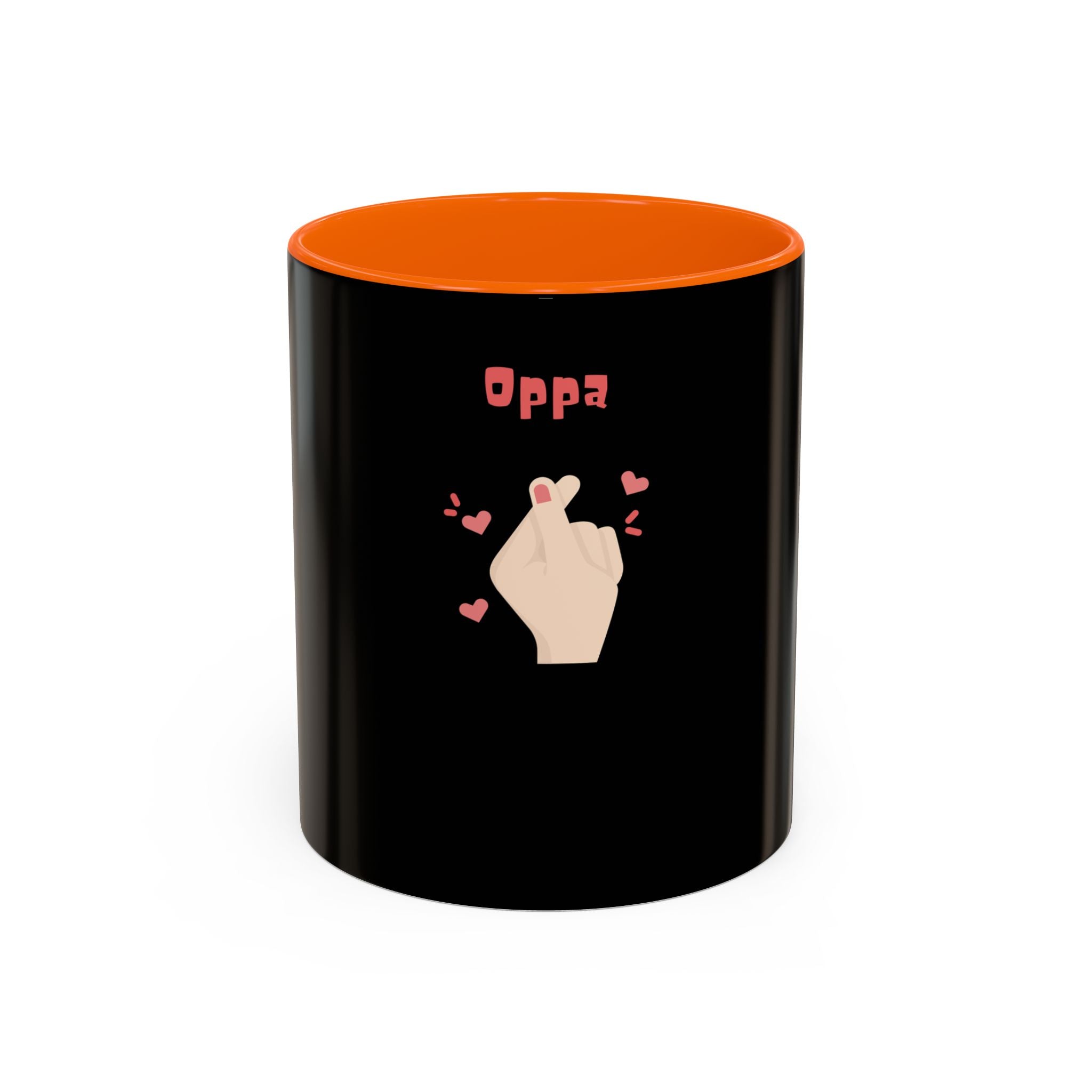 Oppa Heart Finger Coffee Mug — K-Pop Cute Accent Mug (11/15oz)