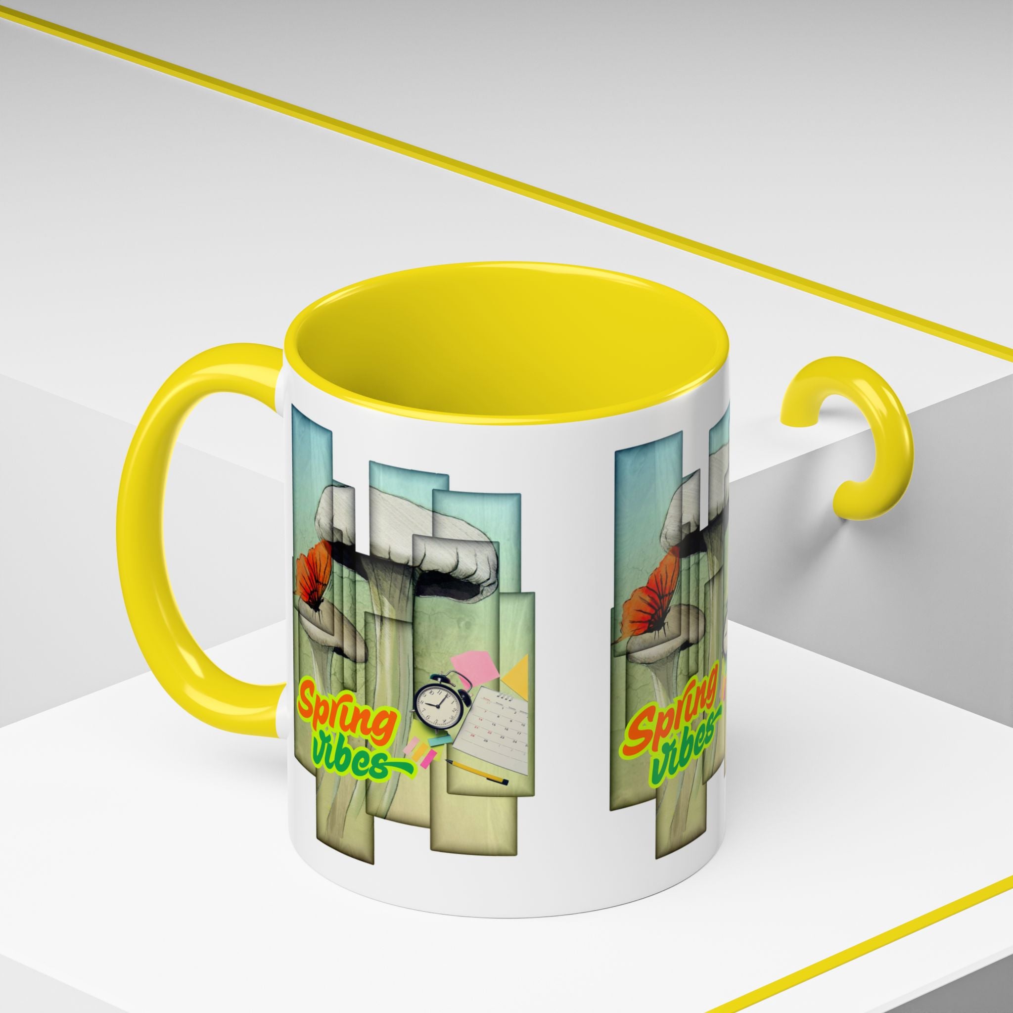 Spring Vibes Coffee Mug — Floral Retro Accent Mug (11/15oz)
