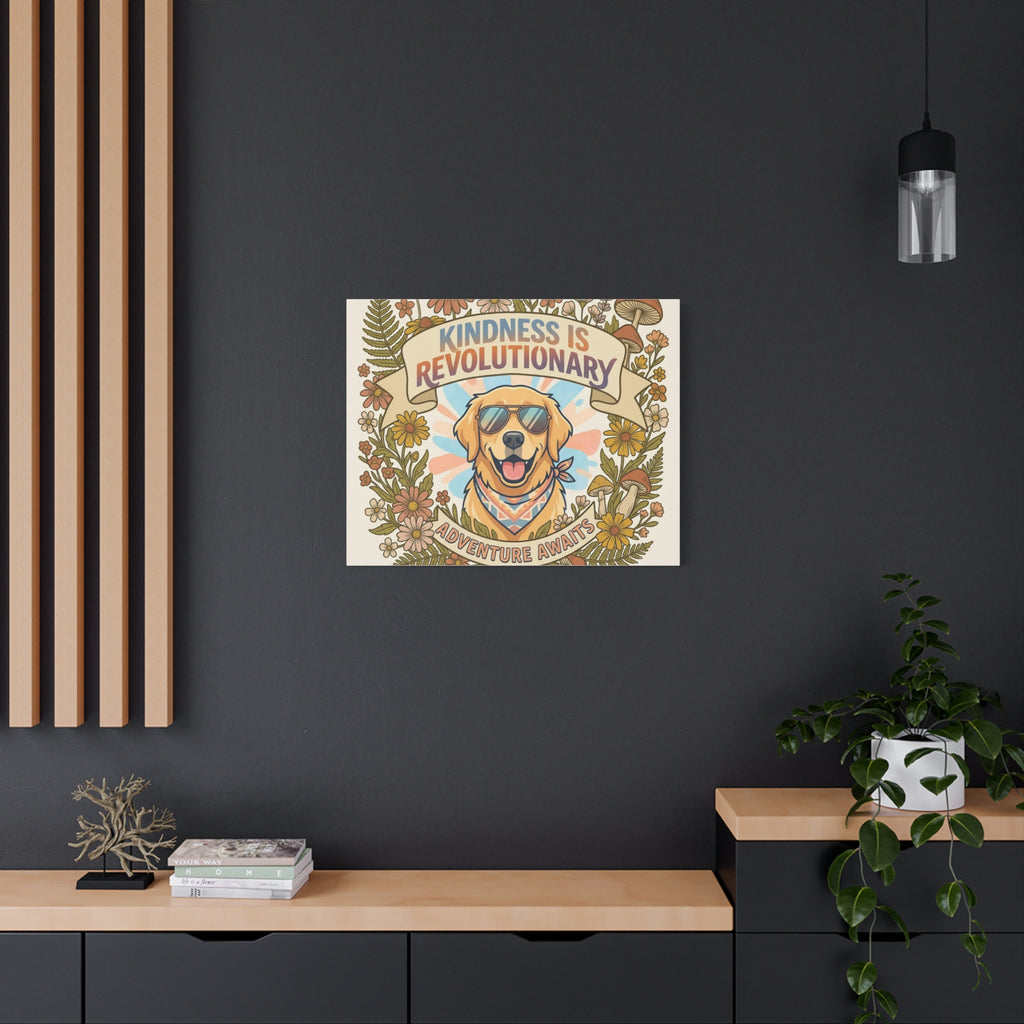 Kindness Is Revolutionary Canvas - Golden Retriever Adventure Wall Art