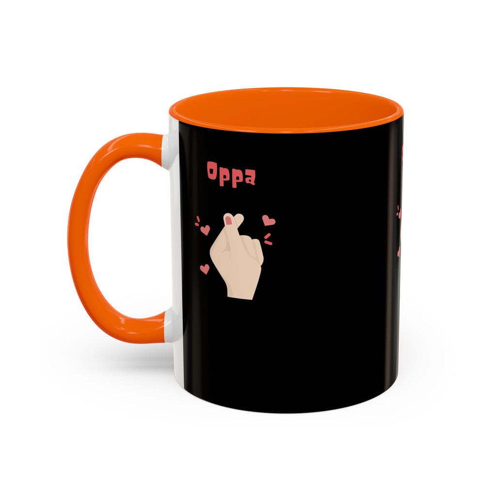Oppa Heart Finger Coffee Mug — K-Pop Cute Accent Mug (11/15oz)