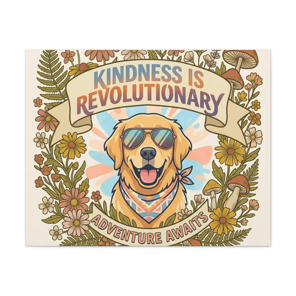 Kindness Is Revolutionary Canvas - Golden Retriever Adventure Wall Art