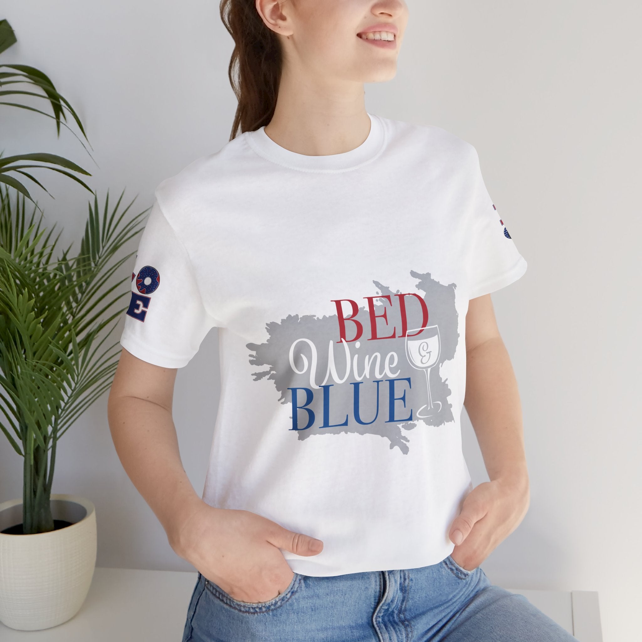 Patriotic 'Red Wine & Blue' Tee — LOVE American Flag Graphic T-Shirt