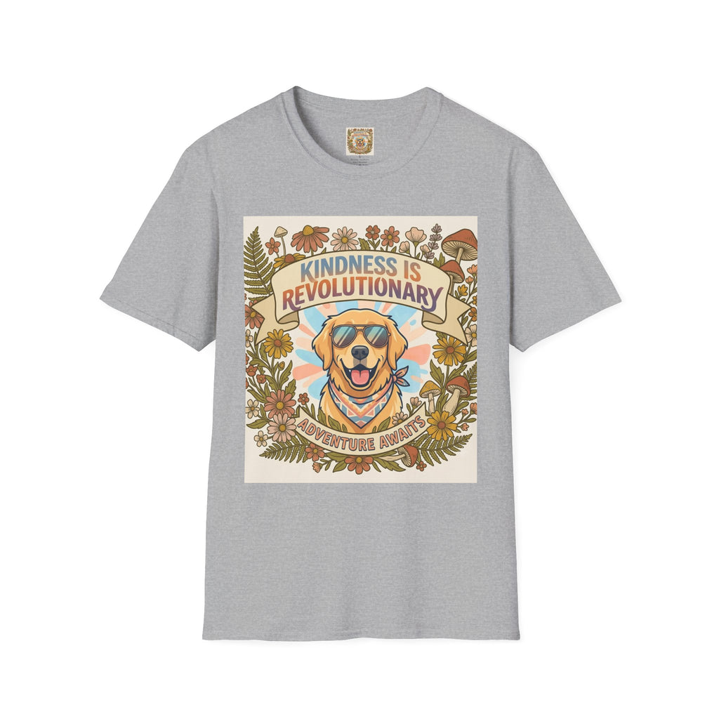 Kindness Is Revolutionary Graphic T-Shirt — Retro Dog Floral Design