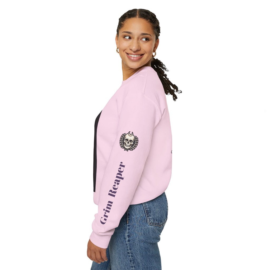 Death Skull Crewneck Sweatshirt — "Where Pain Ends and Peace Begins" Gothic Grim Reaper Pullover