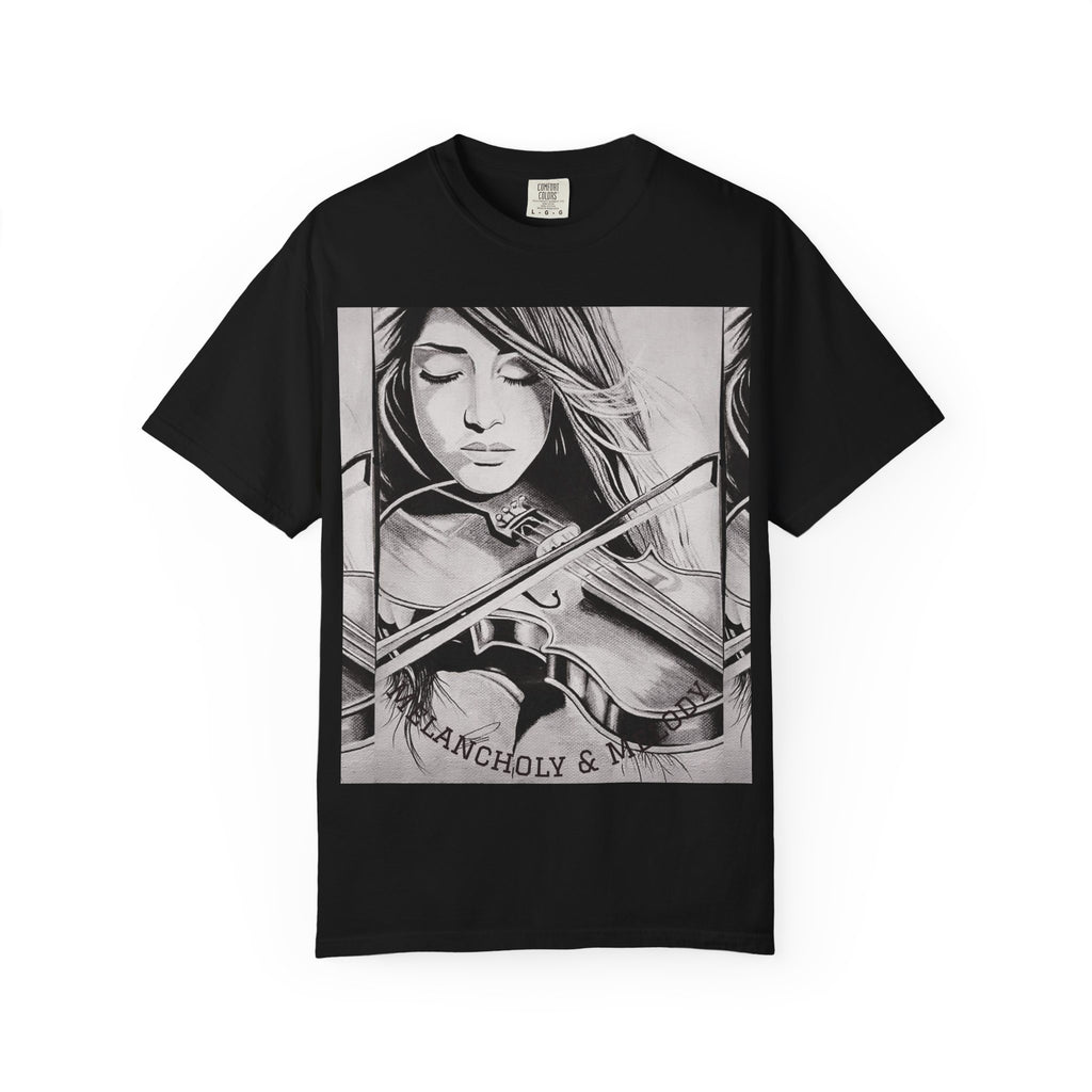 Violinist Graphic T-Shirt — “Where Words Fail, Music Speaks” Garment-Dyed Tee