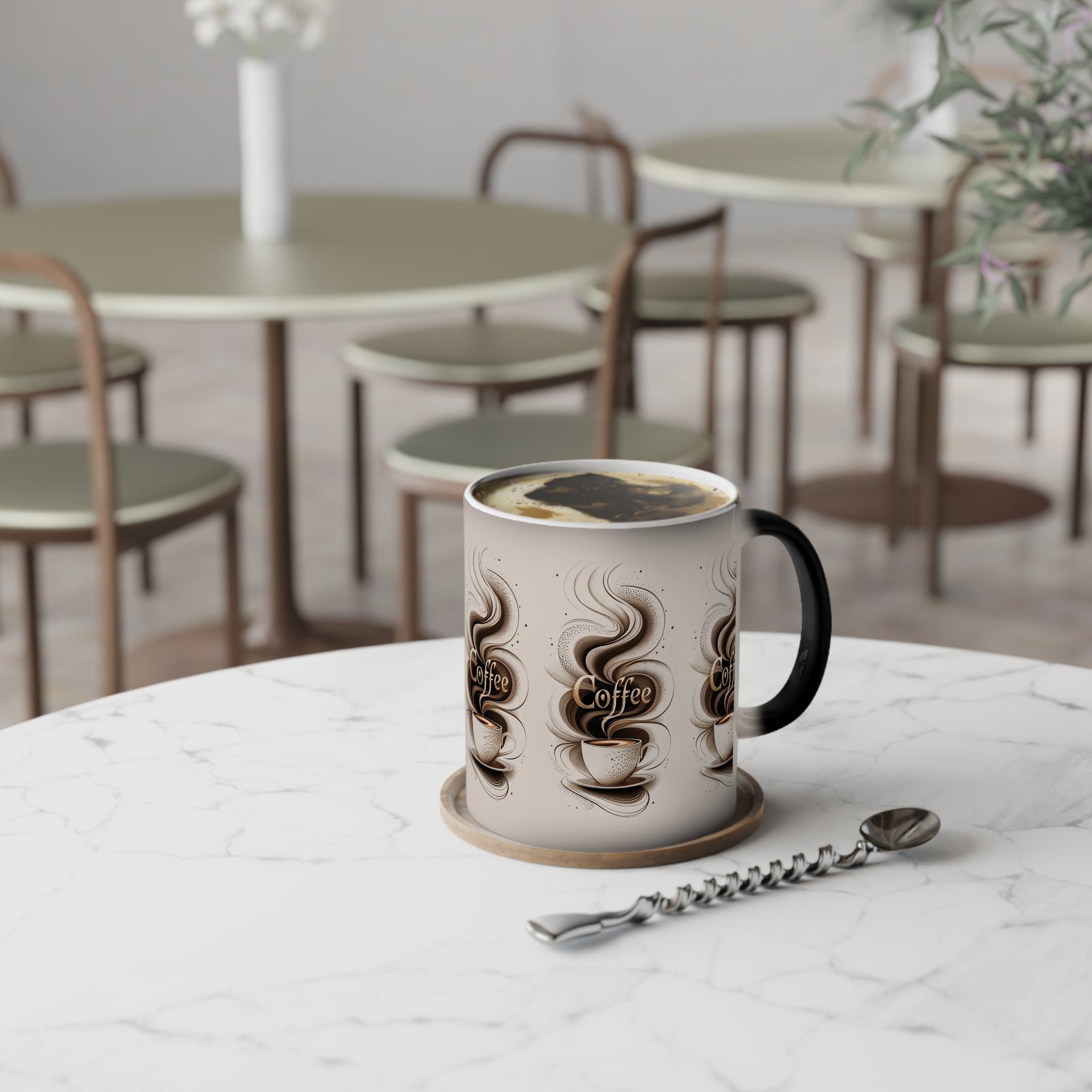 Color-Changing Coffee Mug, 11oz — Heat-Reveal Steaming Coffee Design