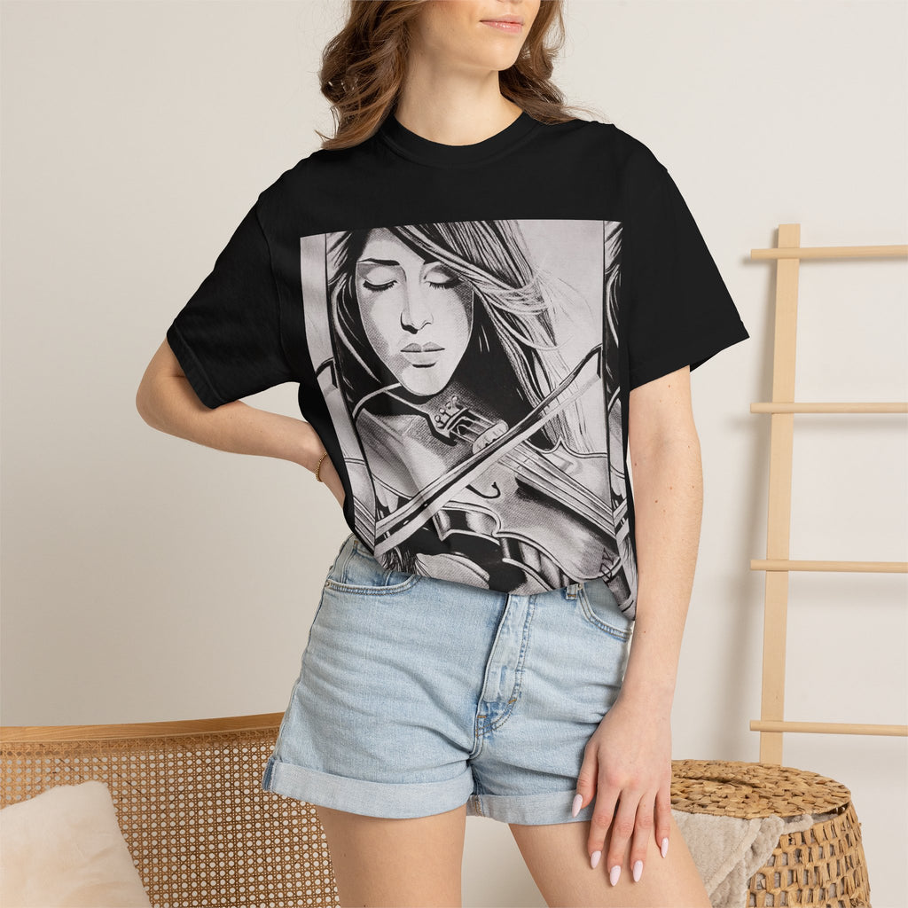 Violinist Graphic T-Shirt — “Where Words Fail, Music Speaks” Garment-Dyed Tee