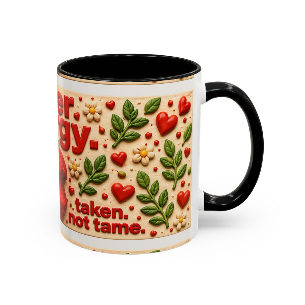 Accent Coffee Mug — "Lover Energy" Strawberry Floral Ceramic Mug (11/15oz)
