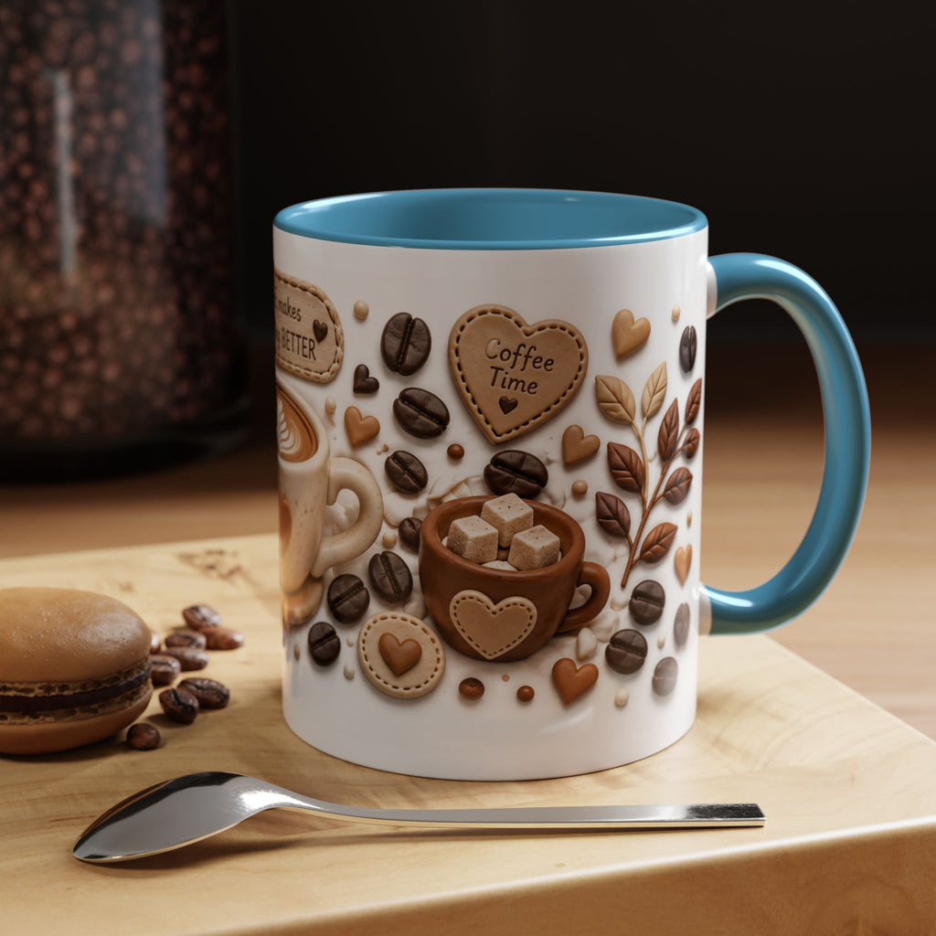 Coffee Mug - "Coffee Makes Everything Better" Accent Ceramic Mug (11/15oz)