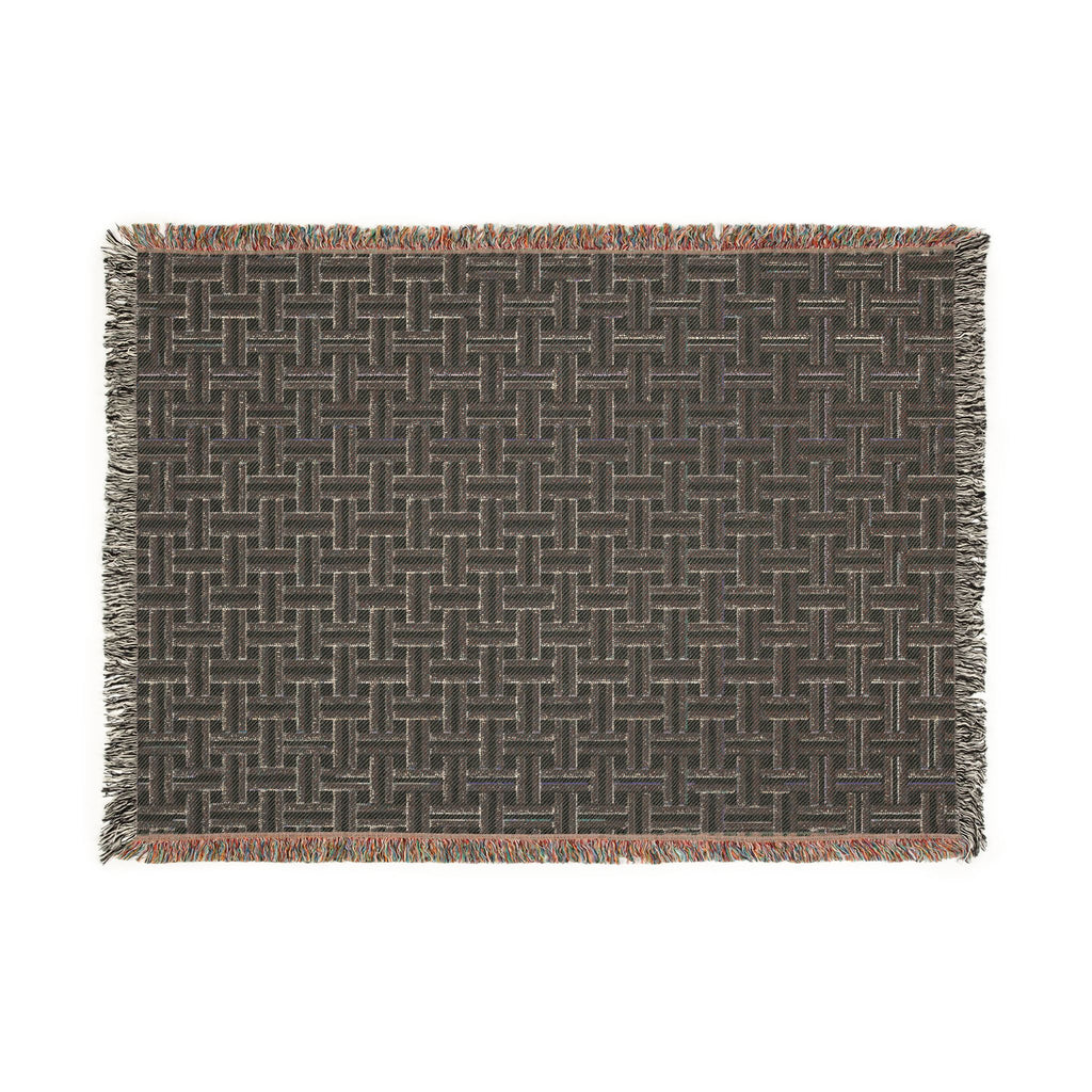 Woven Blanket — Neutral Geometric Throw Blanket, Basketweave Pattern Cozy Home Decor
