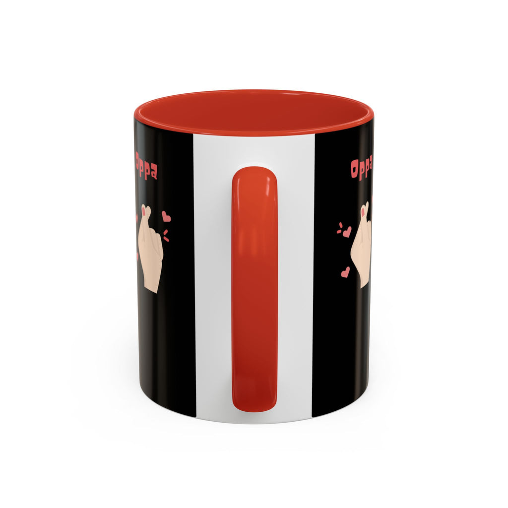 Oppa Heart Finger Coffee Mug — K-Pop Cute Accent Mug (11/15oz)