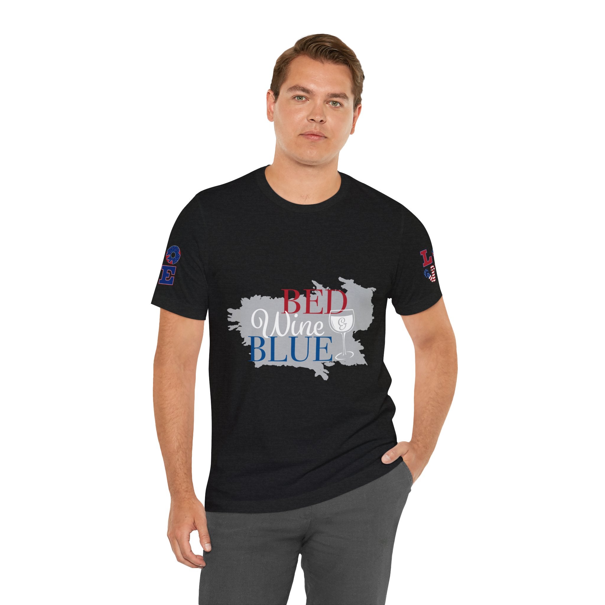 Patriotic 'Red Wine & Blue' Tee — LOVE American Flag Graphic T-Shirt