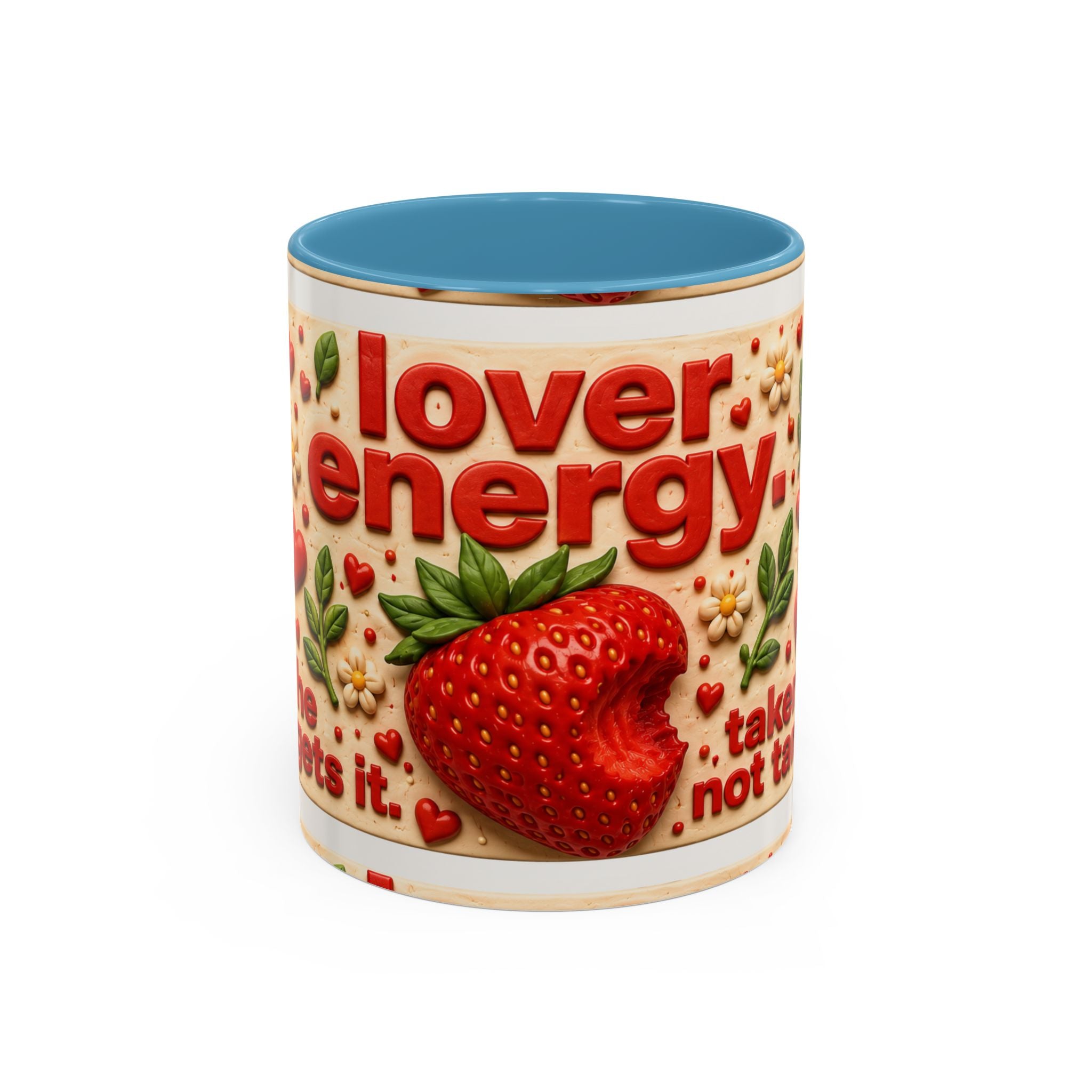 Strawberry Floral Coffee Mug | Lover Energy Ceramic Accent Mug | Cute Gift | 11oz & 15oz