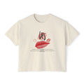 Boxy Tee - "Lips" Graphic Crop Shirt with Red Lip Print & "Sophisticated Fearless Unforgettable" Text