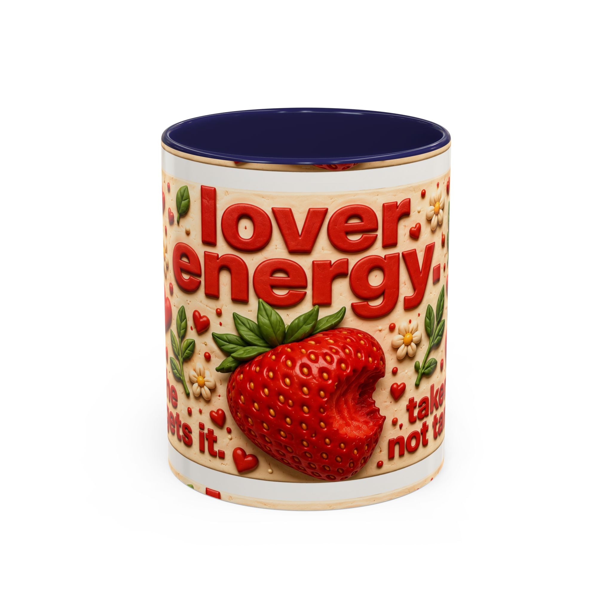 Strawberry Floral Coffee Mug | Lover Energy Ceramic Accent Mug | Cute Gift | 11oz & 15oz