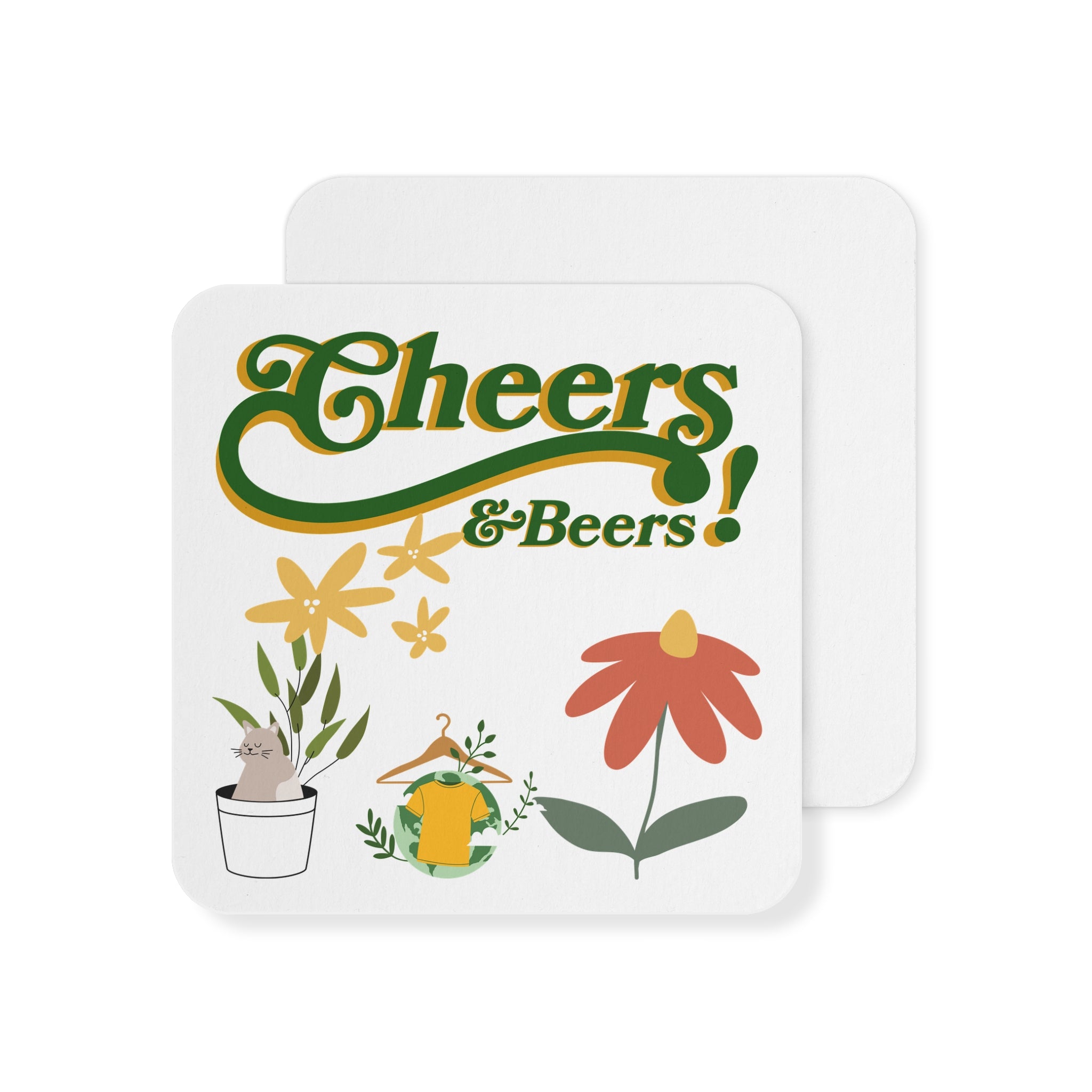 Cheers & Beers Coasters — Retro Floral Drink Coasters (Set of 50/100)