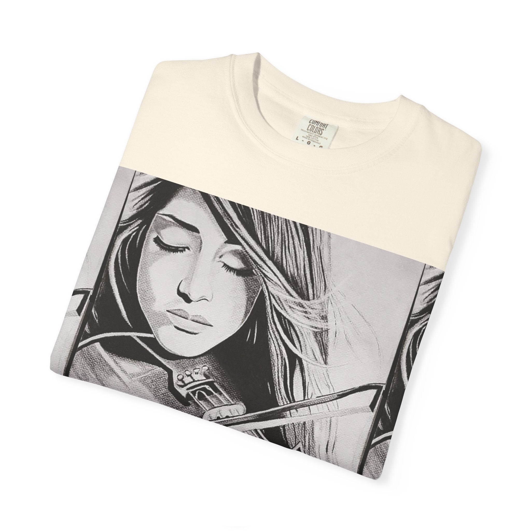 Violinist Graphic T-Shirt — “Where Words Fail, Music Speaks” Garment-Dyed Tee