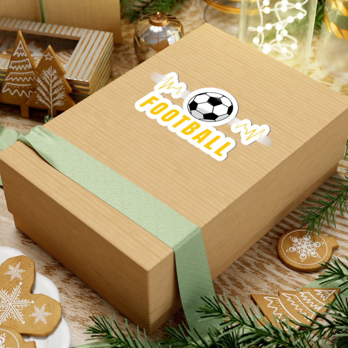 Football Soccer Ball Sticker — Yellow Pulse Kiss-Cut Decal for Laptops & Gear