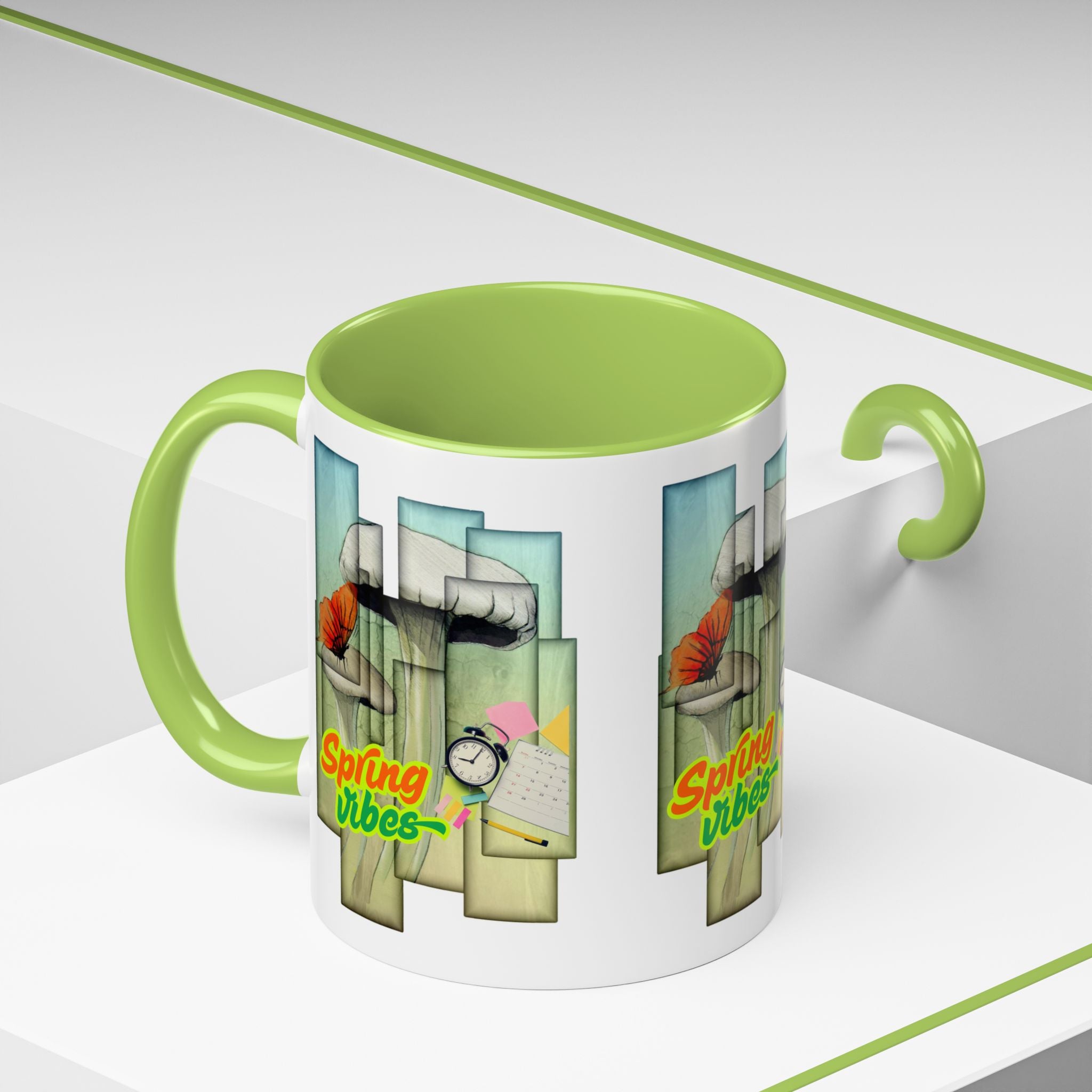 Spring Vibes Coffee Mug — Floral Retro Accent Mug (11/15oz)