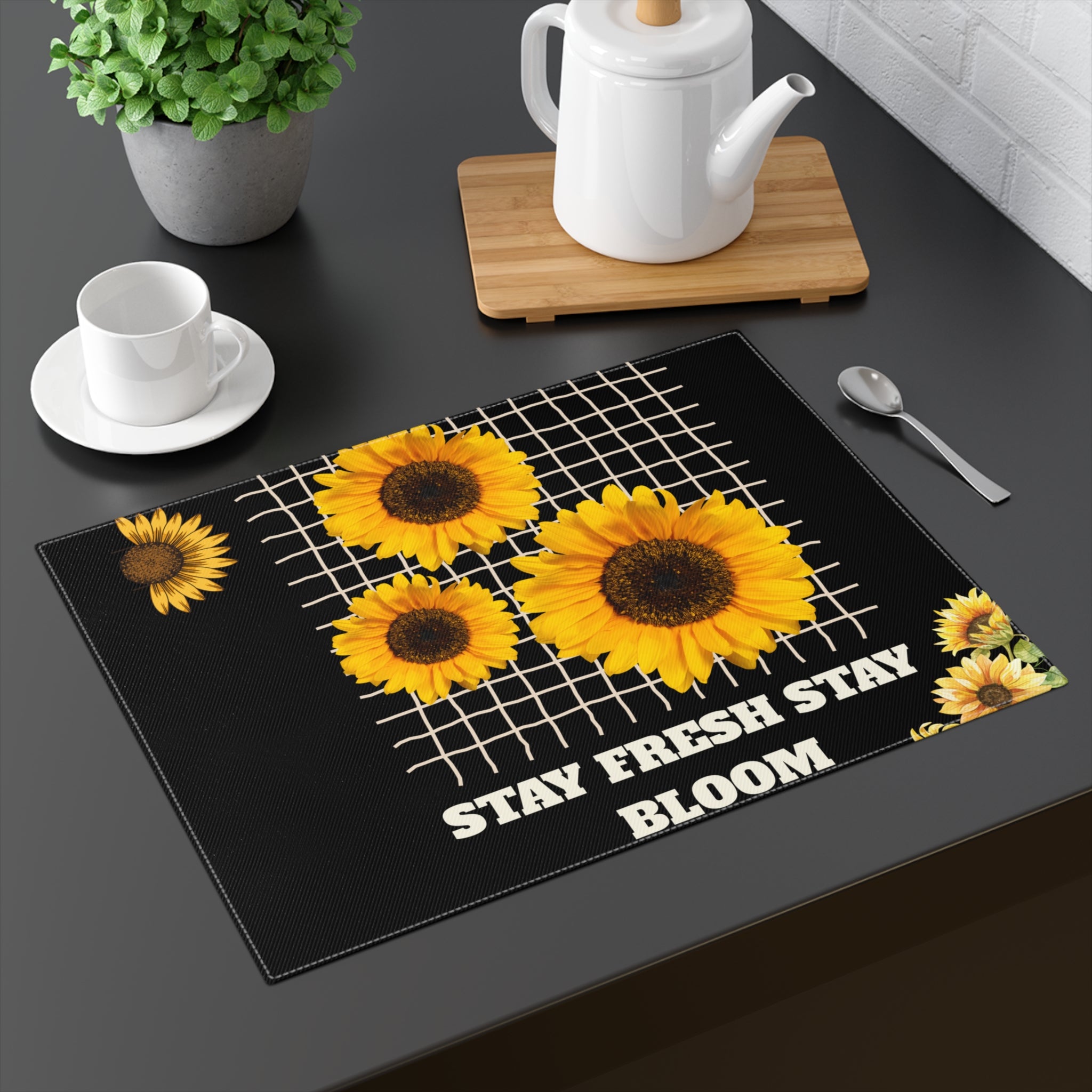 Sunflower Placemat – "Stay Fresh Stay Bloom" Decorative Table Mat