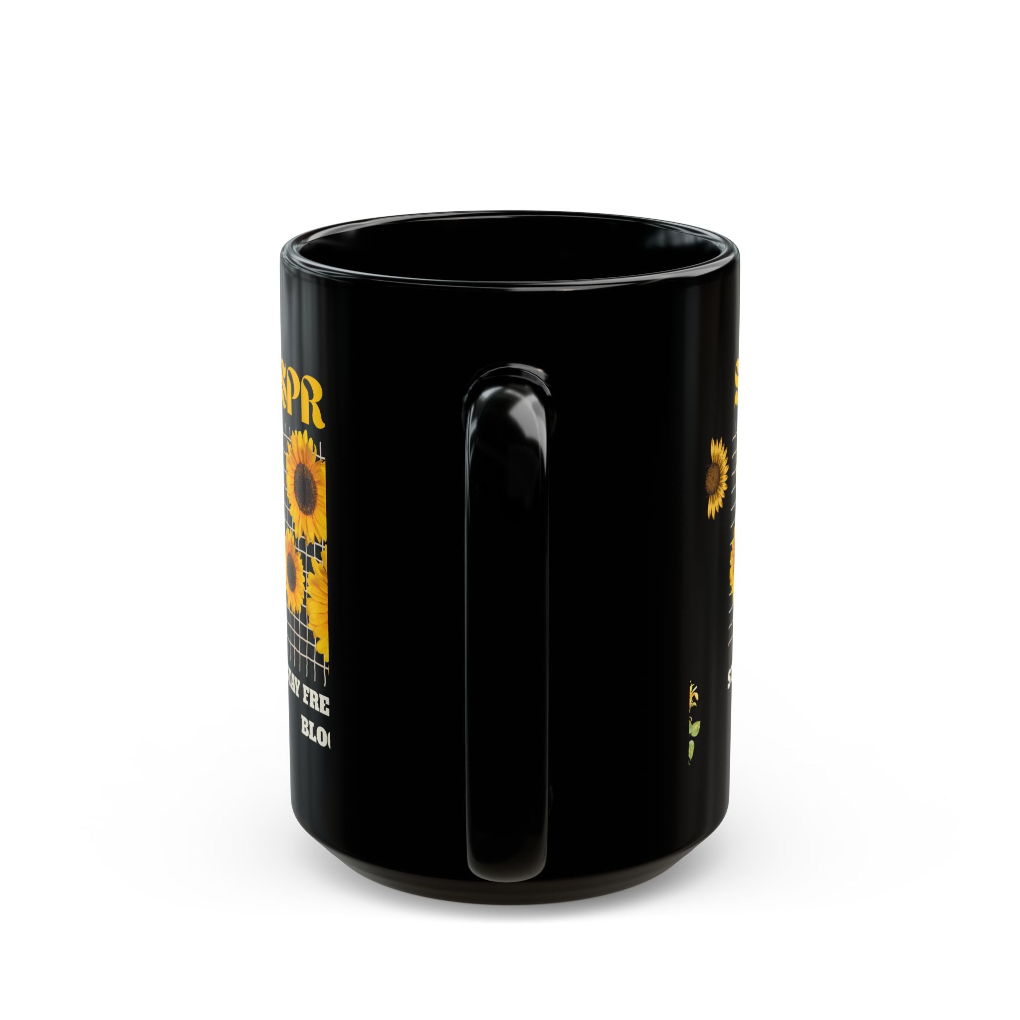 Spring Sunflowers Black Mug – “Stay Fresh Stay Bloom” 11oz/15oz