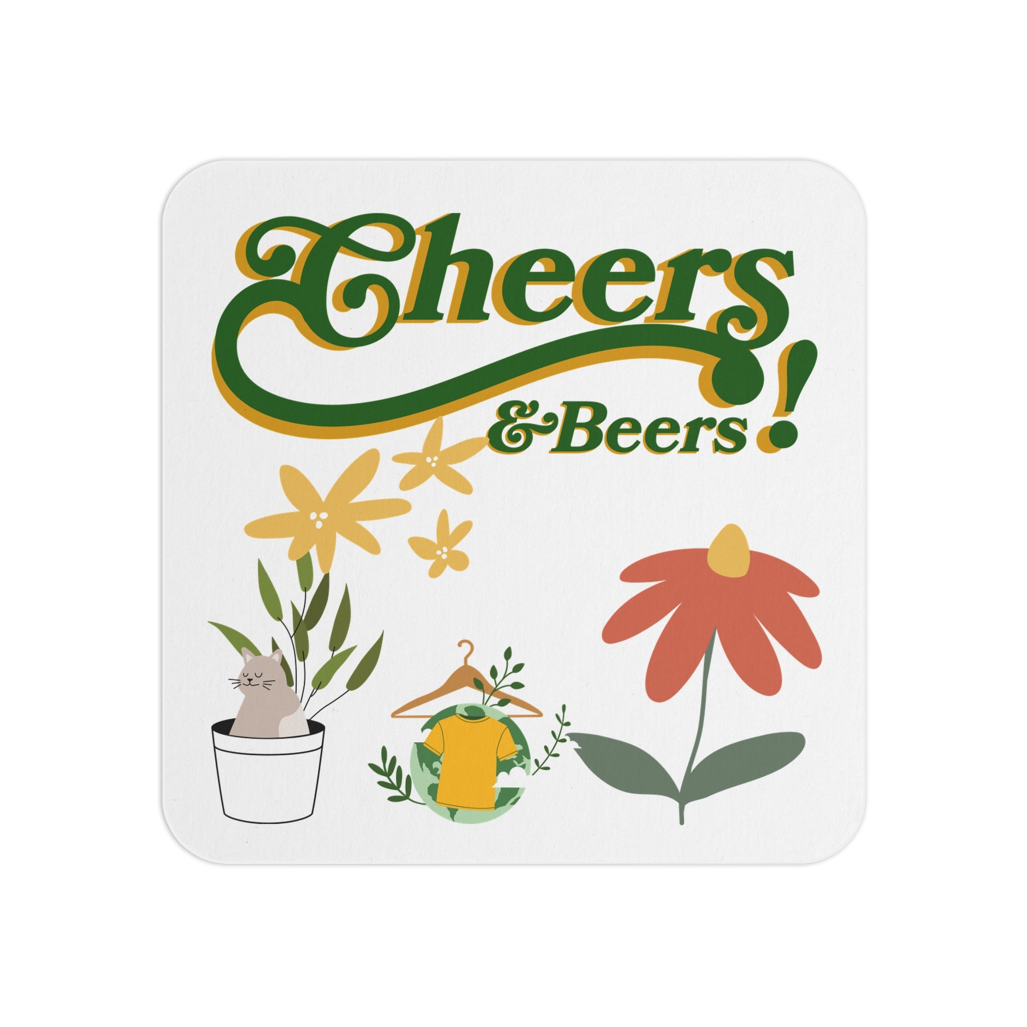Cheers & Beers Coasters — Retro Floral Drink Coasters (Set of 50/100)