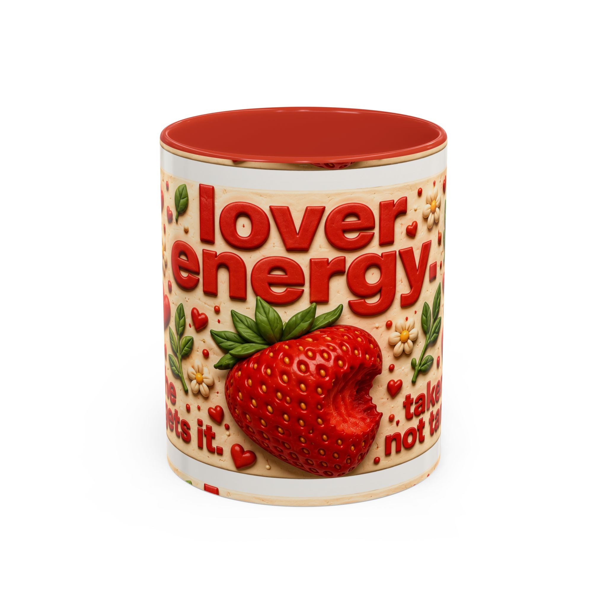 Strawberry Floral Coffee Mug | Lover Energy Ceramic Accent Mug | Cute Gift | 11oz & 15oz