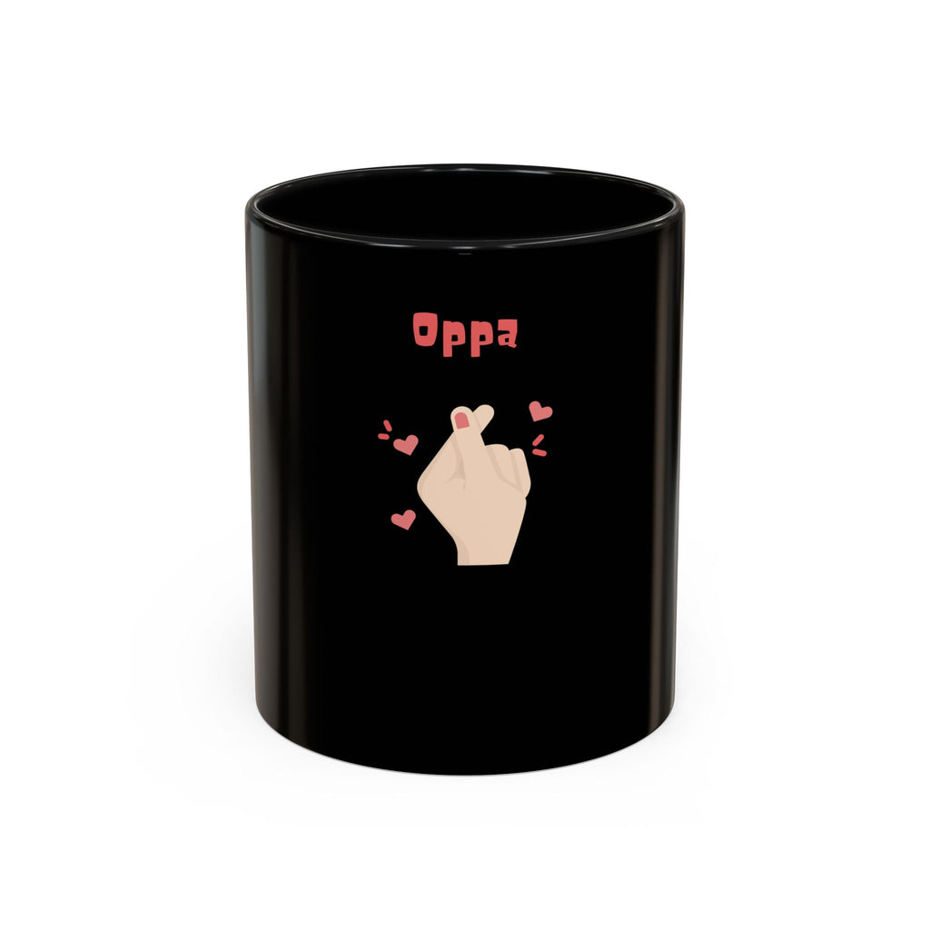 Oppa Heart Finger Coffee Mug — K-Pop Cute Accent Mug (11/15oz)
