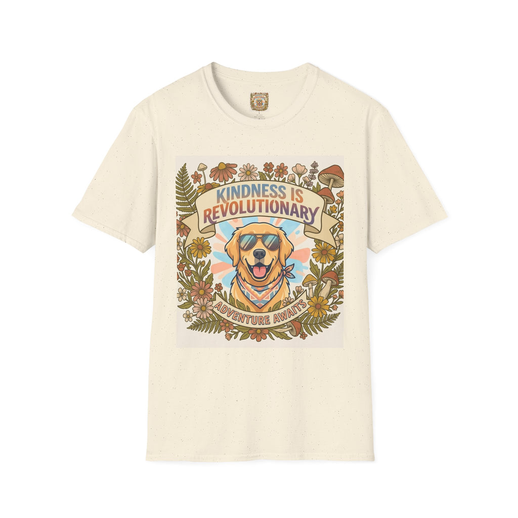 Kindness Is Revolutionary Graphic T-Shirt — Retro Dog Floral Design