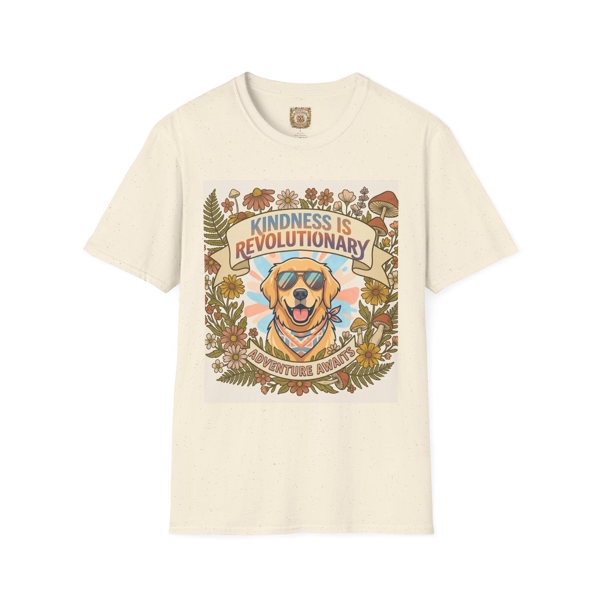 Kindness Is Revolutionary Graphic T-Shirt — Retro Dog Floral Design