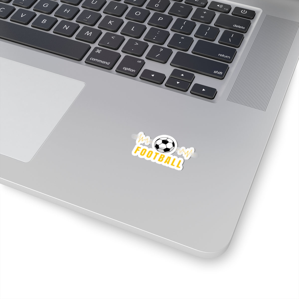 Football Soccer Ball Sticker — Yellow Pulse Kiss-Cut Decal for Laptops & Gear