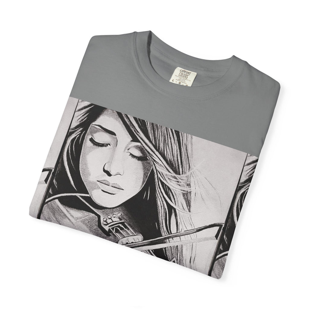 Violinist Graphic T-Shirt — “Where Words Fail, Music Speaks” Garment-Dyed Tee