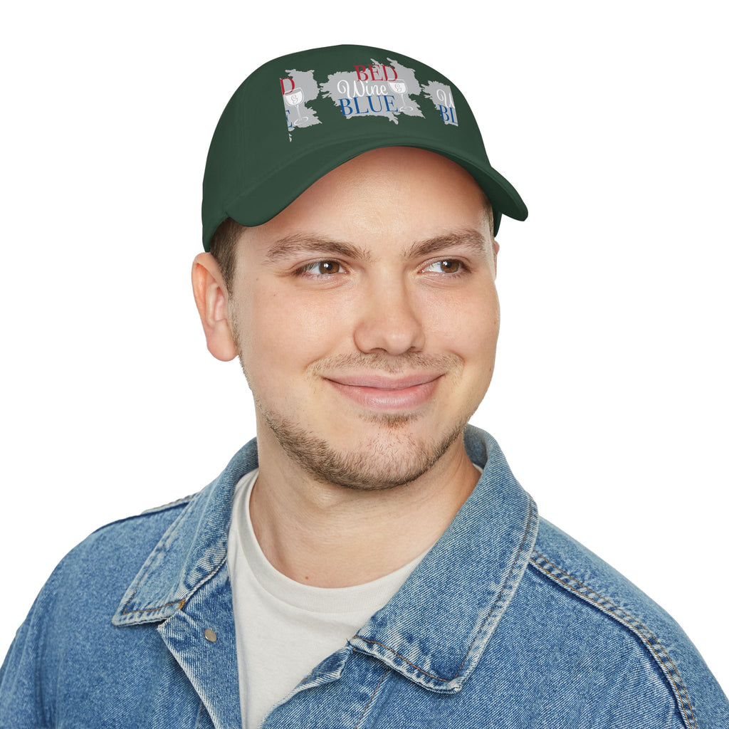 Low Profile Baseball Cap - Red Wine Blue State Graphic Hat