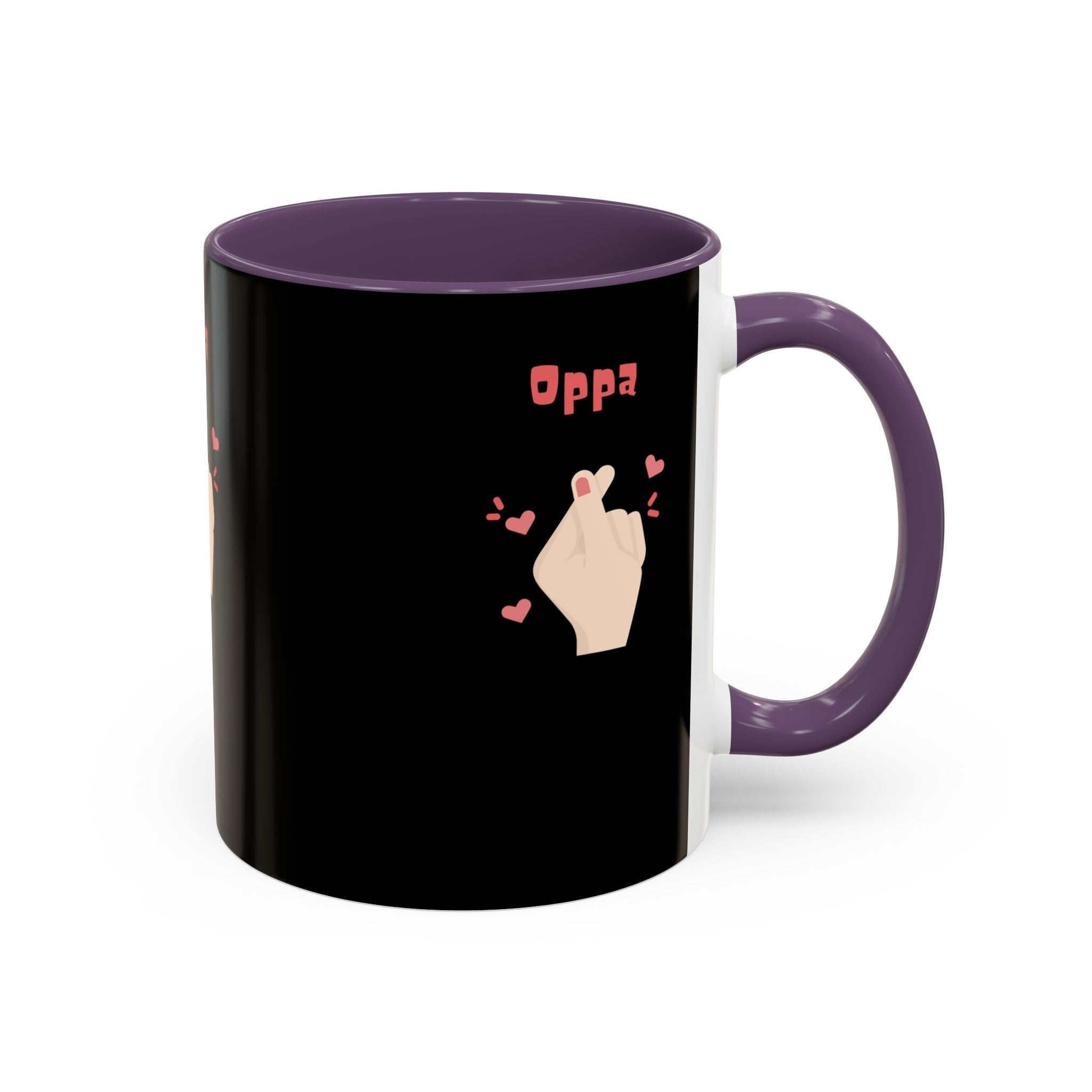 Oppa Heart Finger Coffee Mug — K-Pop Cute Accent Mug (11/15oz)
