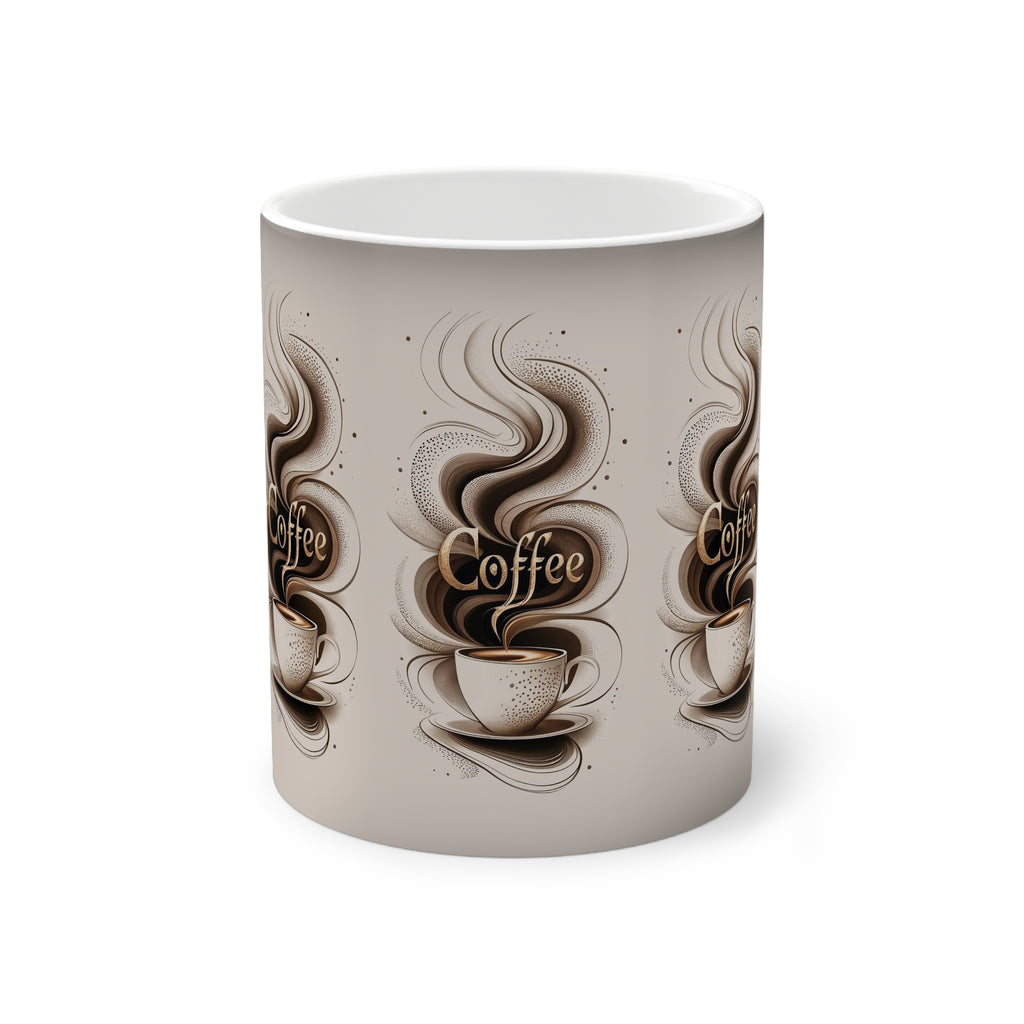 Color-Changing Coffee Mug, 11oz — Heat-Reveal Steaming Coffee Design