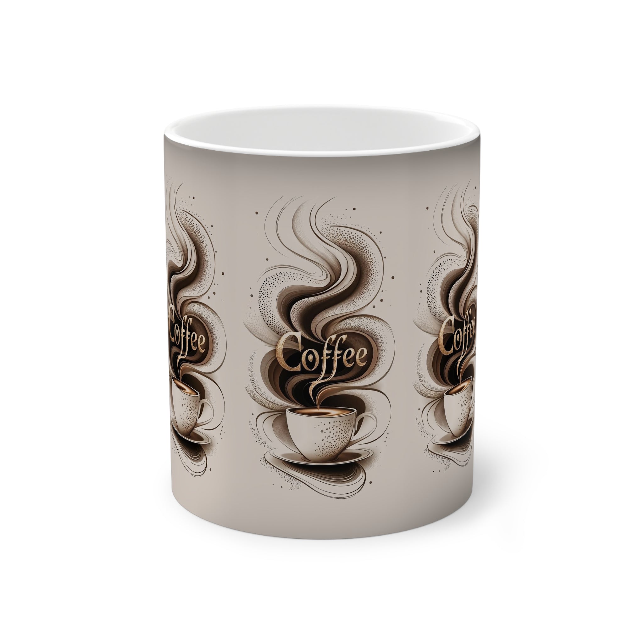 Color-Changing Coffee Mug, 11oz — Heat-Reveal Steaming Coffee Design