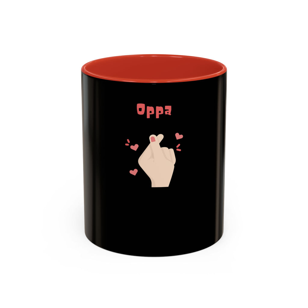 Oppa Heart Finger Coffee Mug — K-Pop Cute Accent Mug (11/15oz)