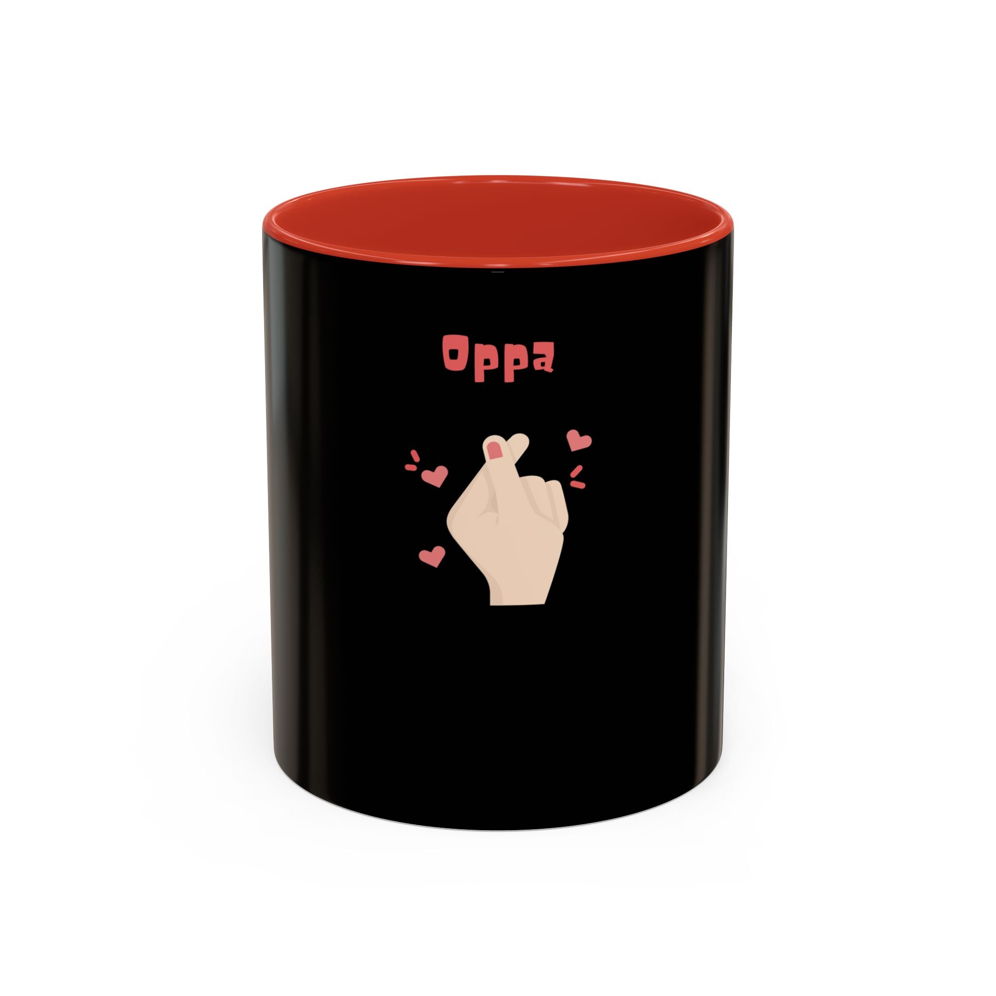 Oppa Heart Finger Coffee Mug — K-Pop Cute Accent Mug (11/15oz)