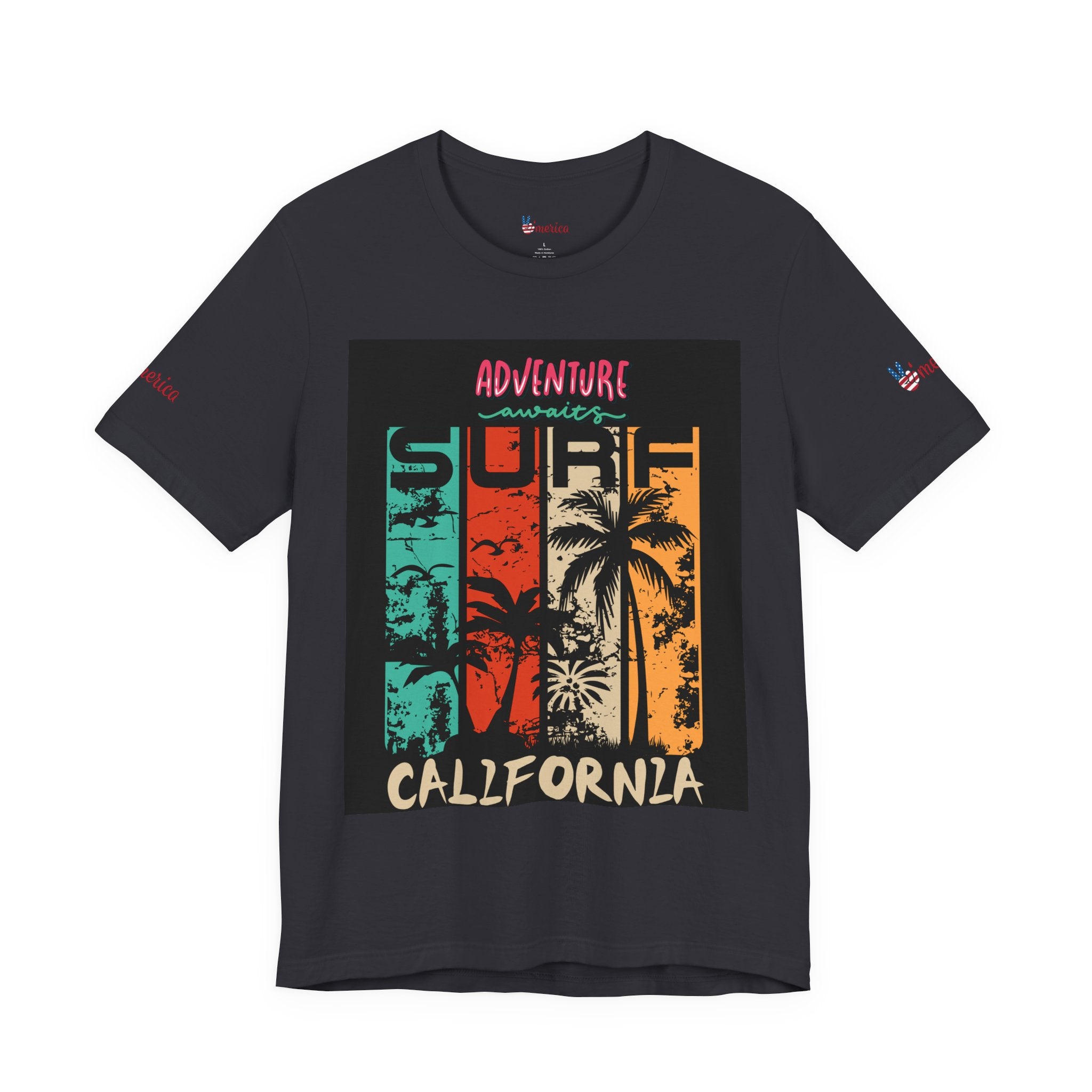 California Surf Palm Trees T-Shirt | Adventure Awaits Graphic Tee