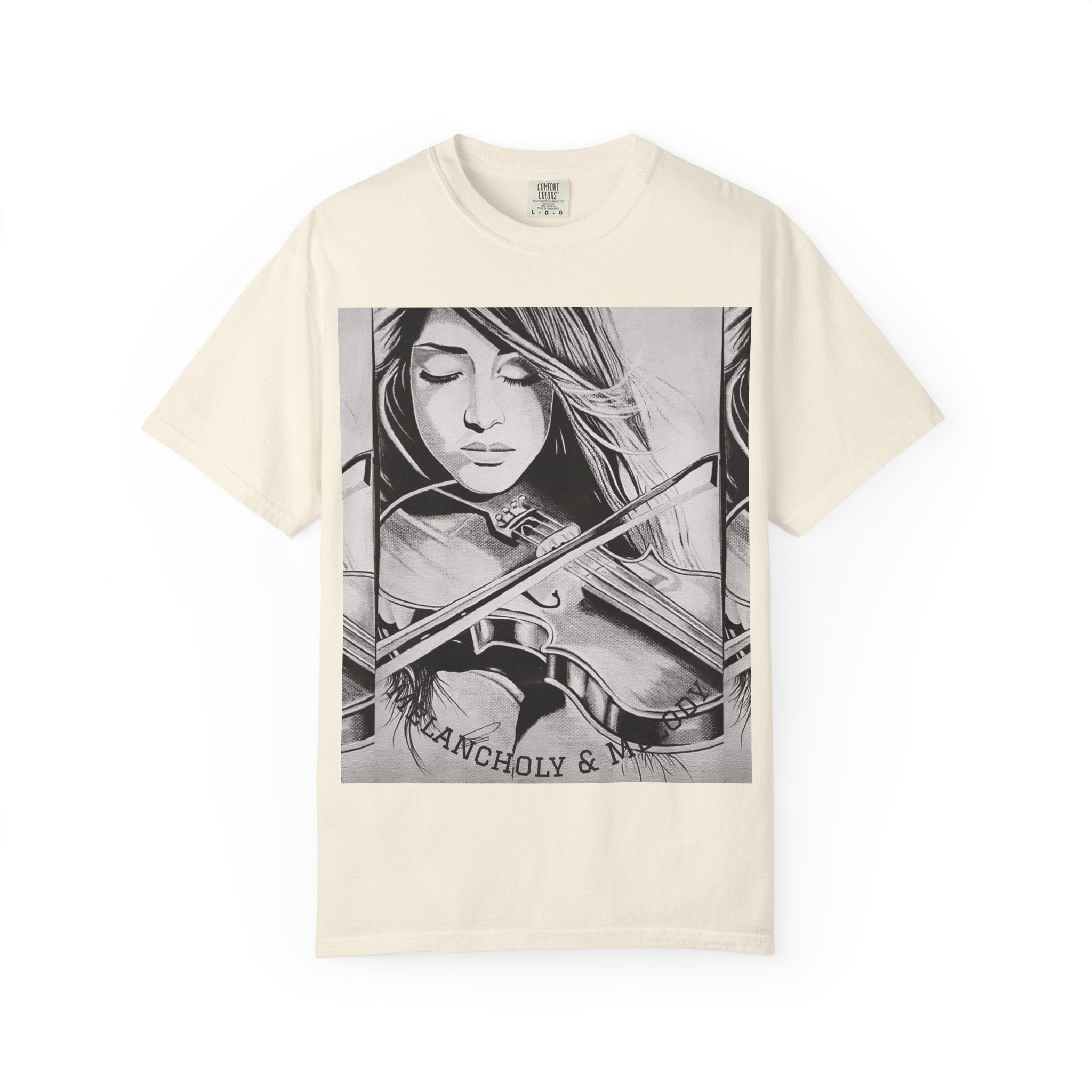 Violinist Graphic T-Shirt — “Where Words Fail, Music Speaks” Garment-Dyed Tee