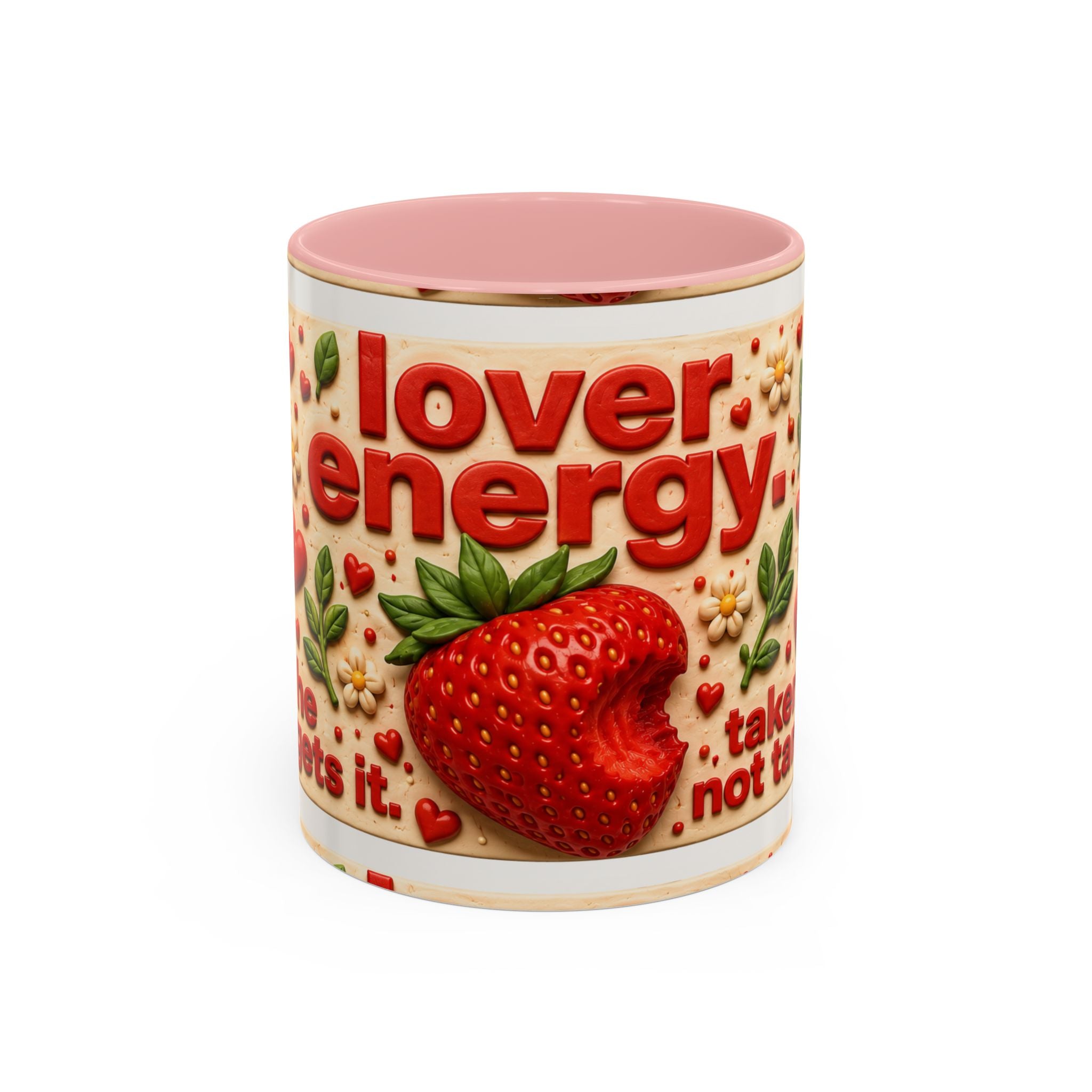 Strawberry Floral Coffee Mug | Lover Energy Ceramic Accent Mug | Cute Gift | 11oz & 15oz