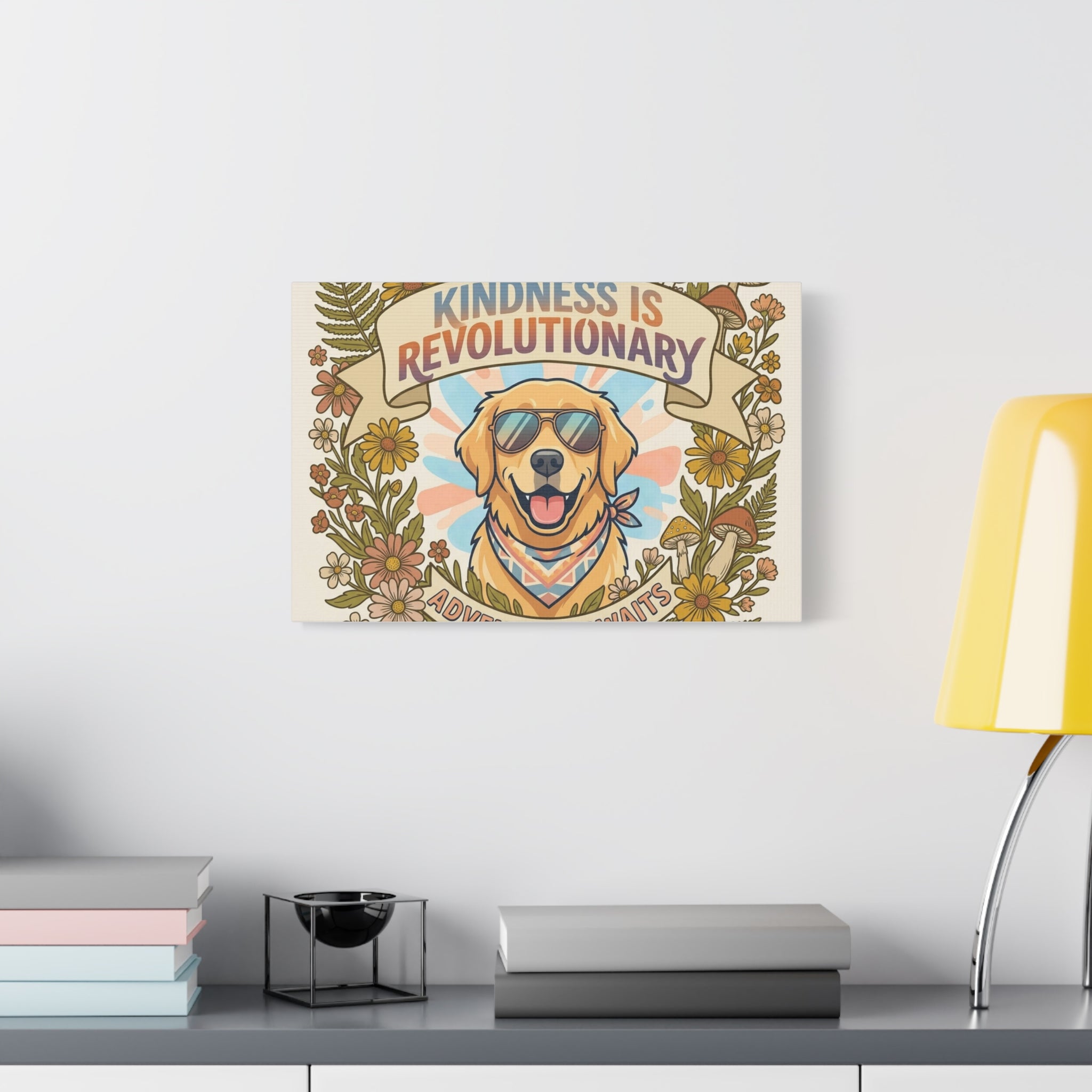Kindness Is Revolutionary Canvas - Golden Retriever Adventure Wall Art