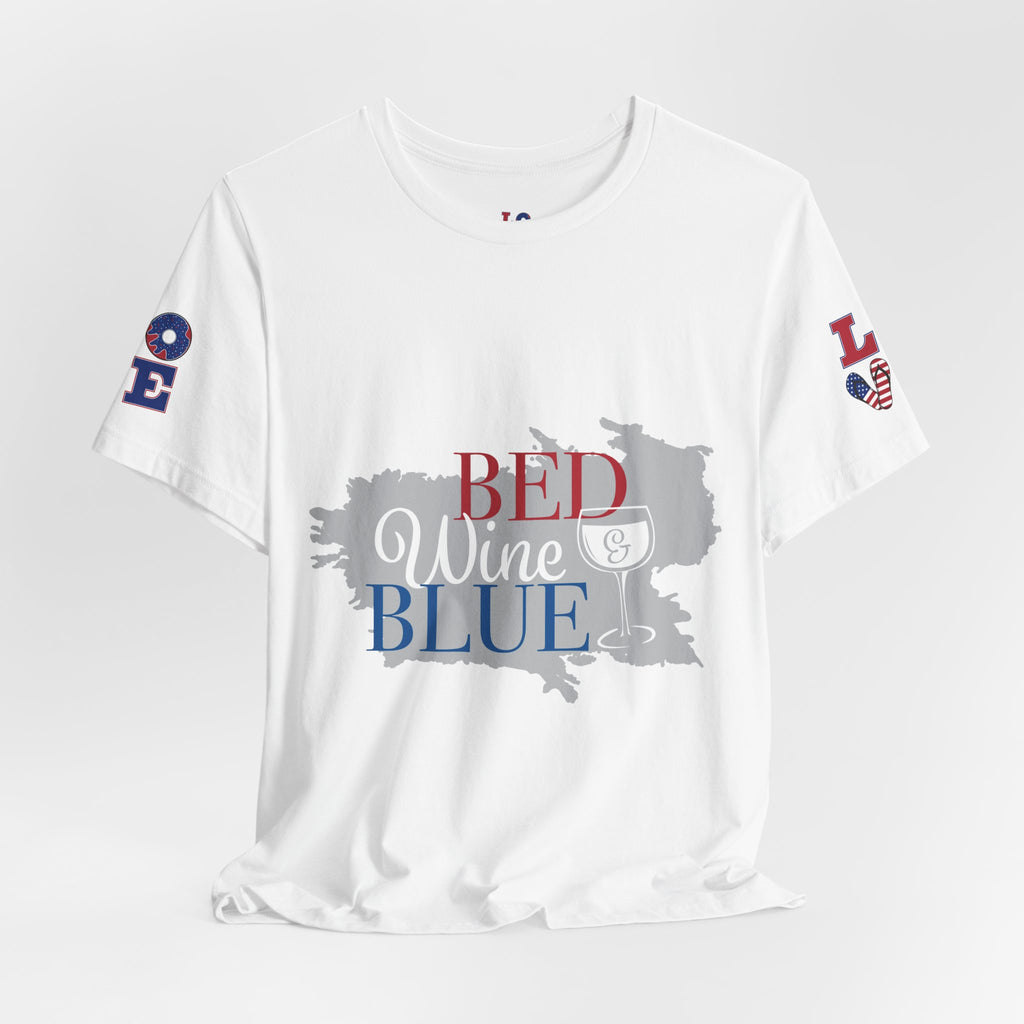 Patriotic 'Red Wine & Blue' Tee — LOVE American Flag Graphic T-Shirt